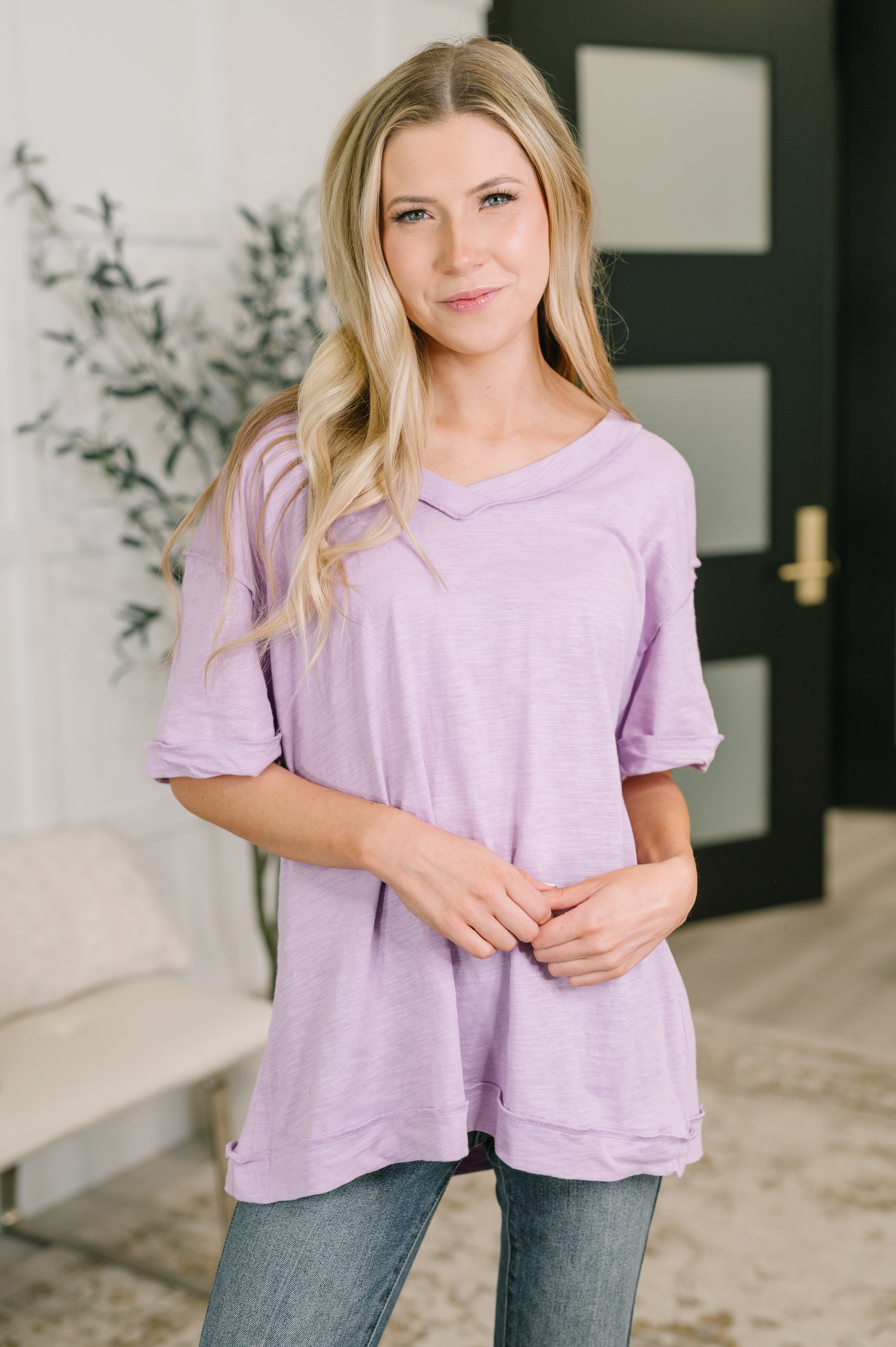 Thanks To You Relaxed Cotton Tee in Lilac