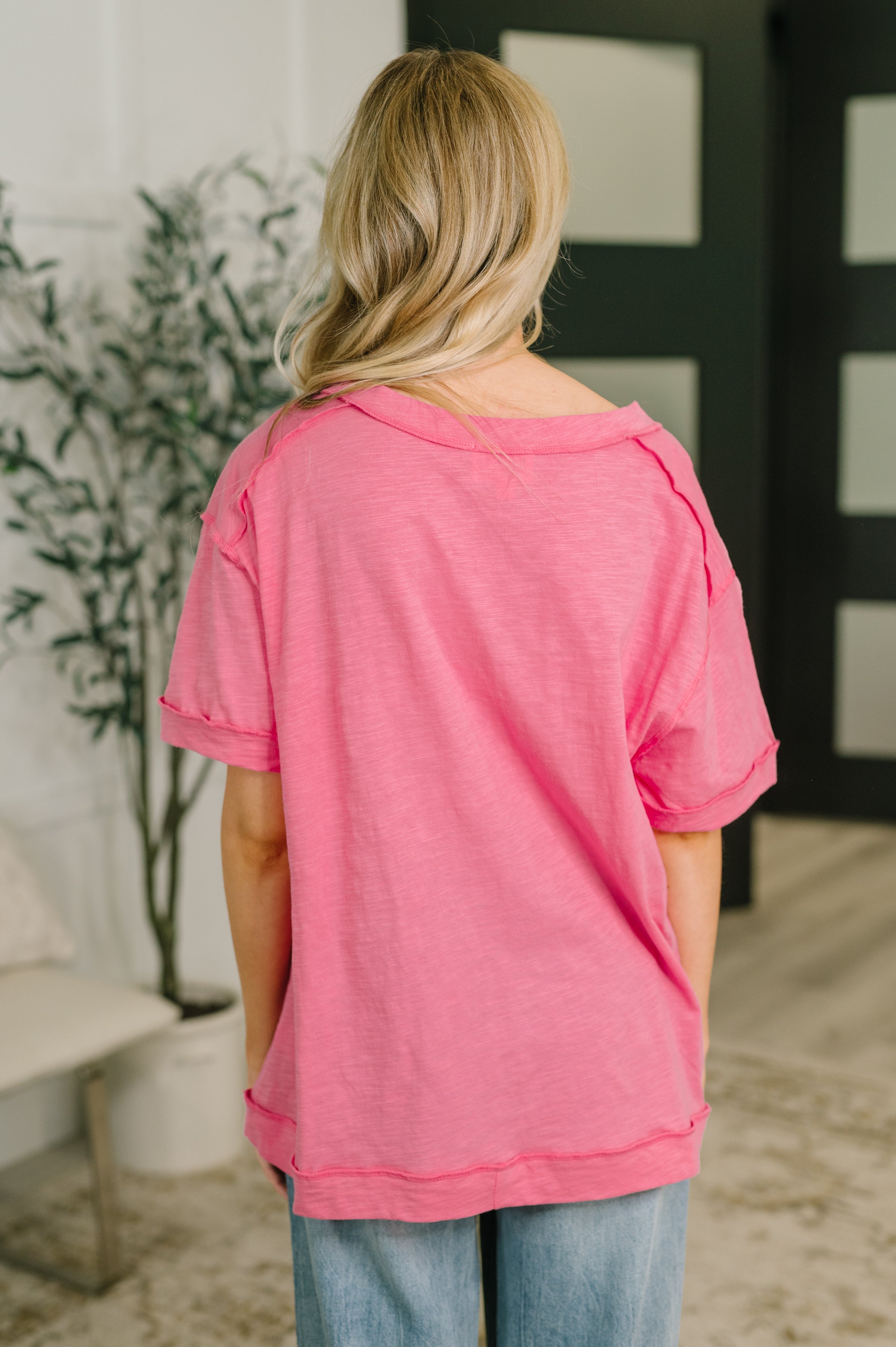 Thanks To You Relaxed Cotton Tee in Pink