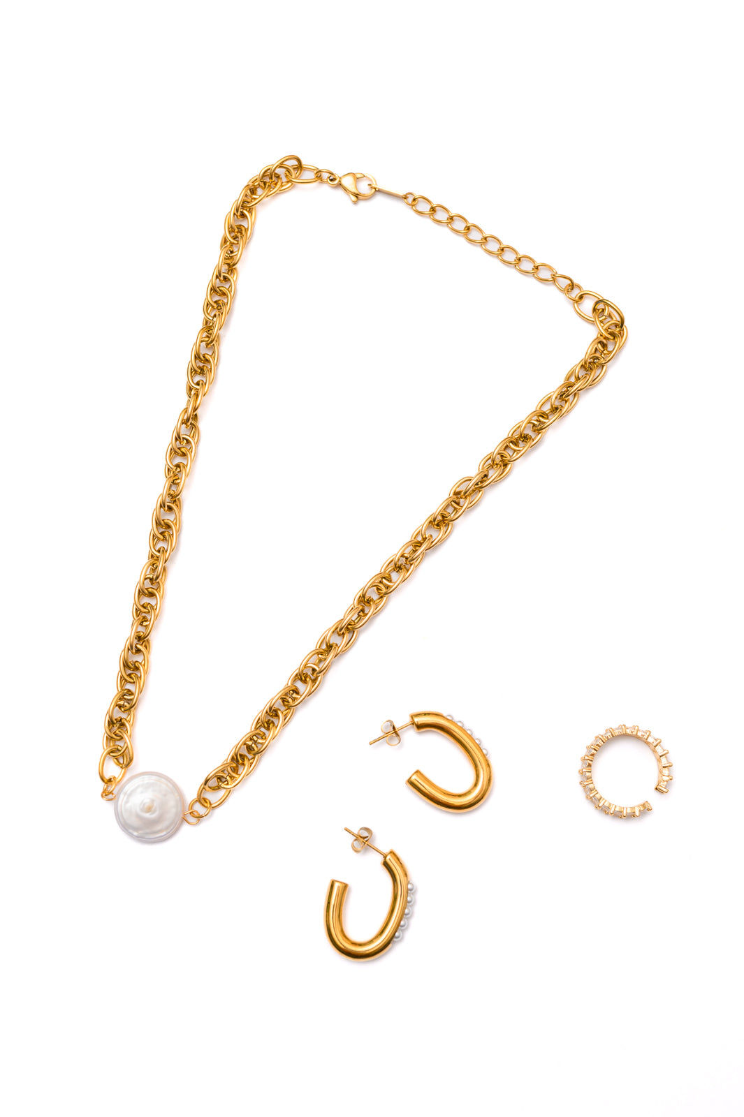 Gift For Her A Pearl Of Advice Hypoallergenic Jewelry Bundle in 18k Gold Plated Stainless Steel