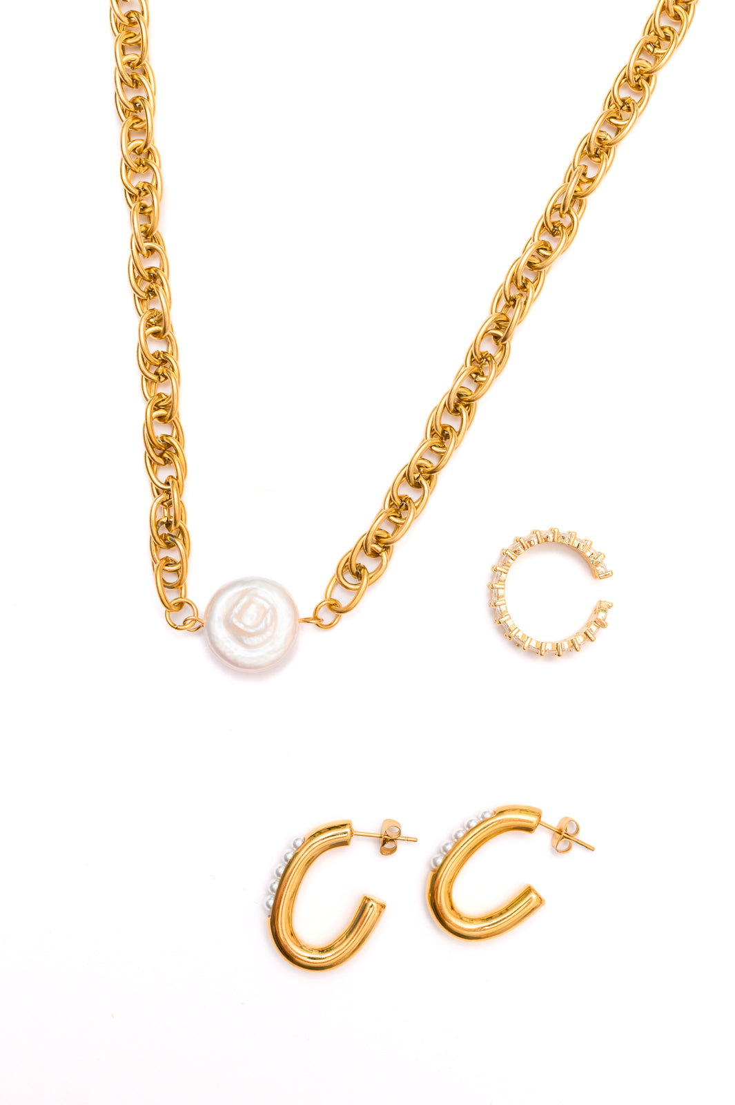Gift For Her A Pearl Of Advice Hypoallergenic Jewelry Bundle in 18k Gold Plated Stainless Steel