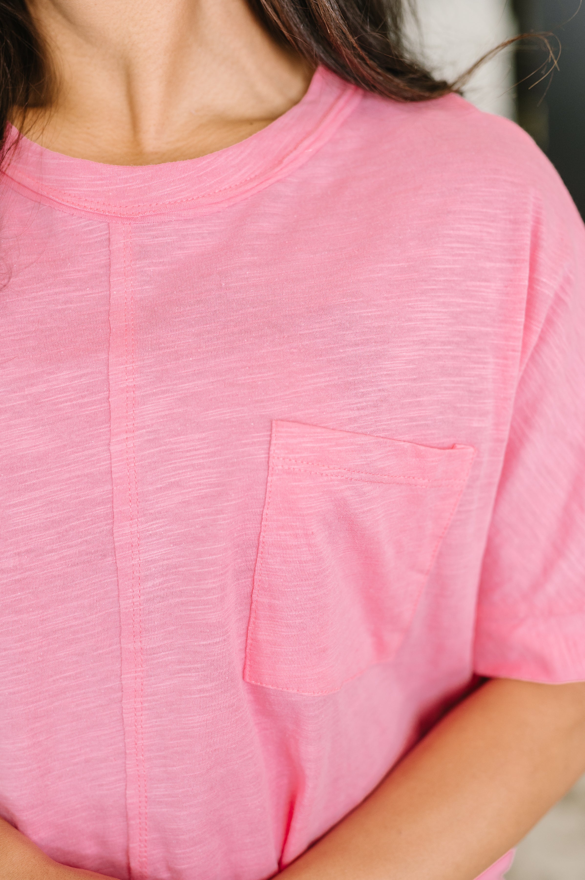 Relaxed Basic Cotton Tee in Pink