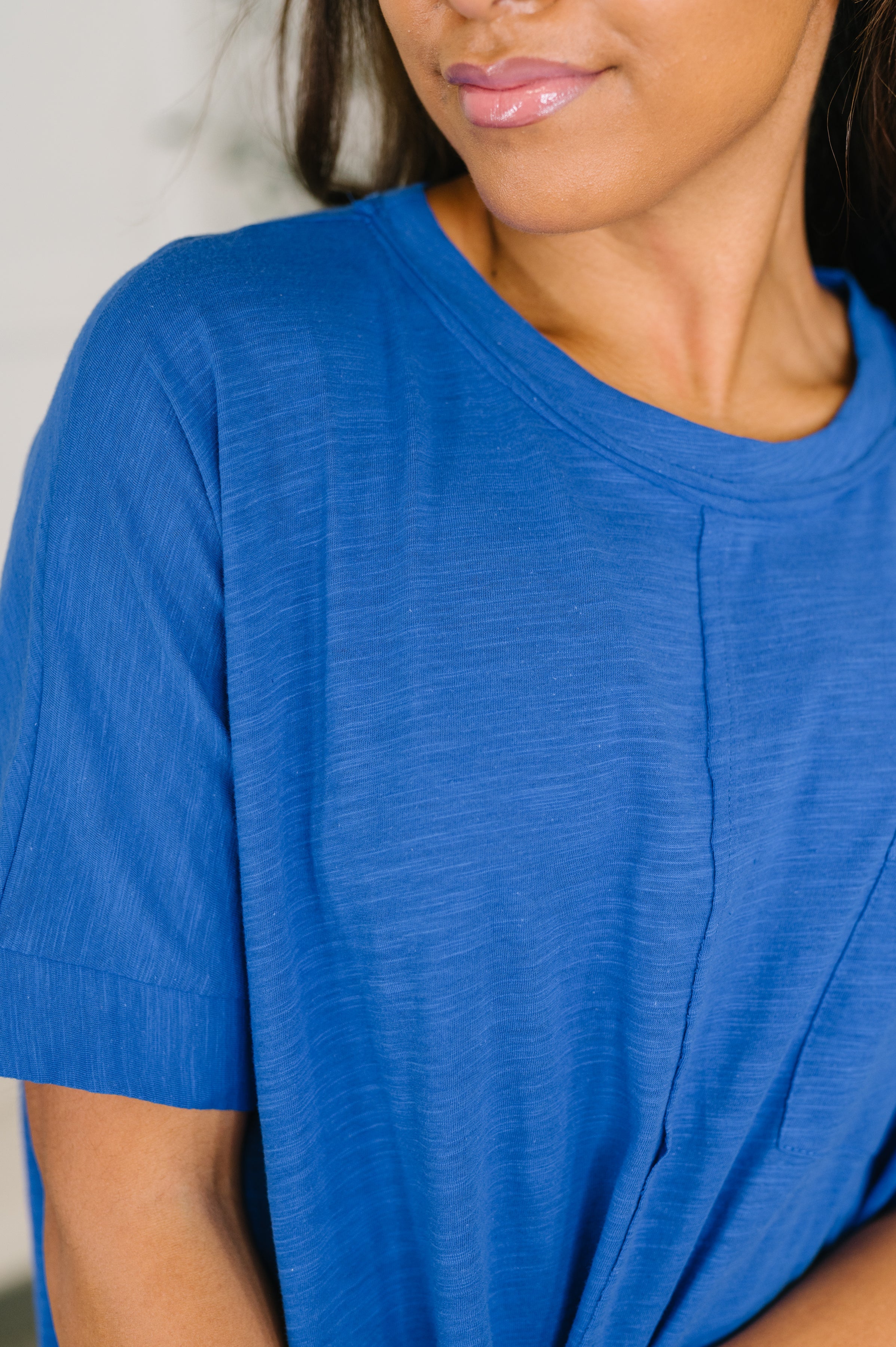 Relaxed Basic Cotton Tee in Royal Blue