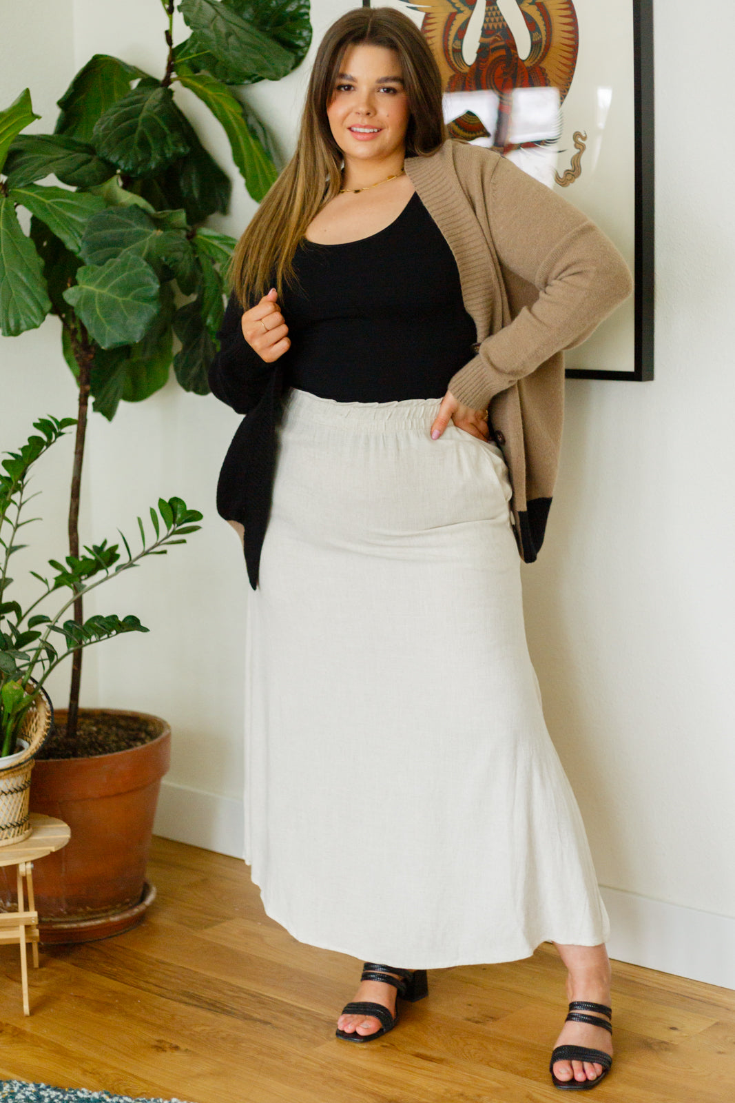 Homesteading Linen Maxi Skirt in Sourdough