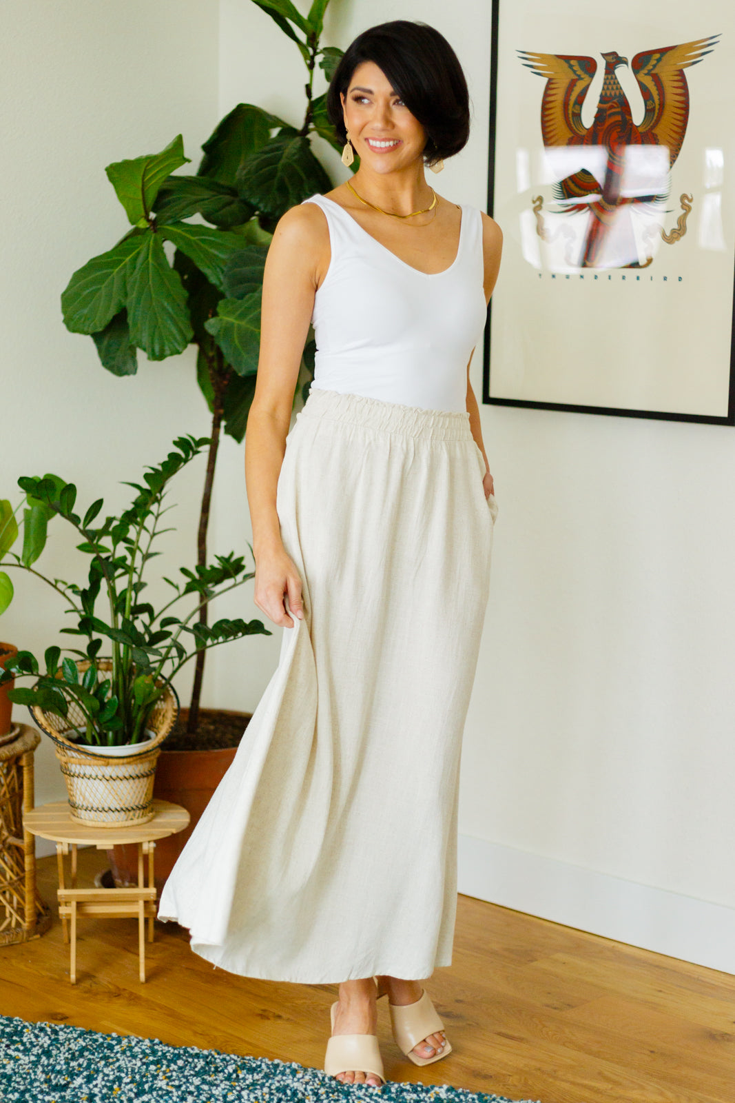 Homesteading Linen Maxi Skirt in Sourdough