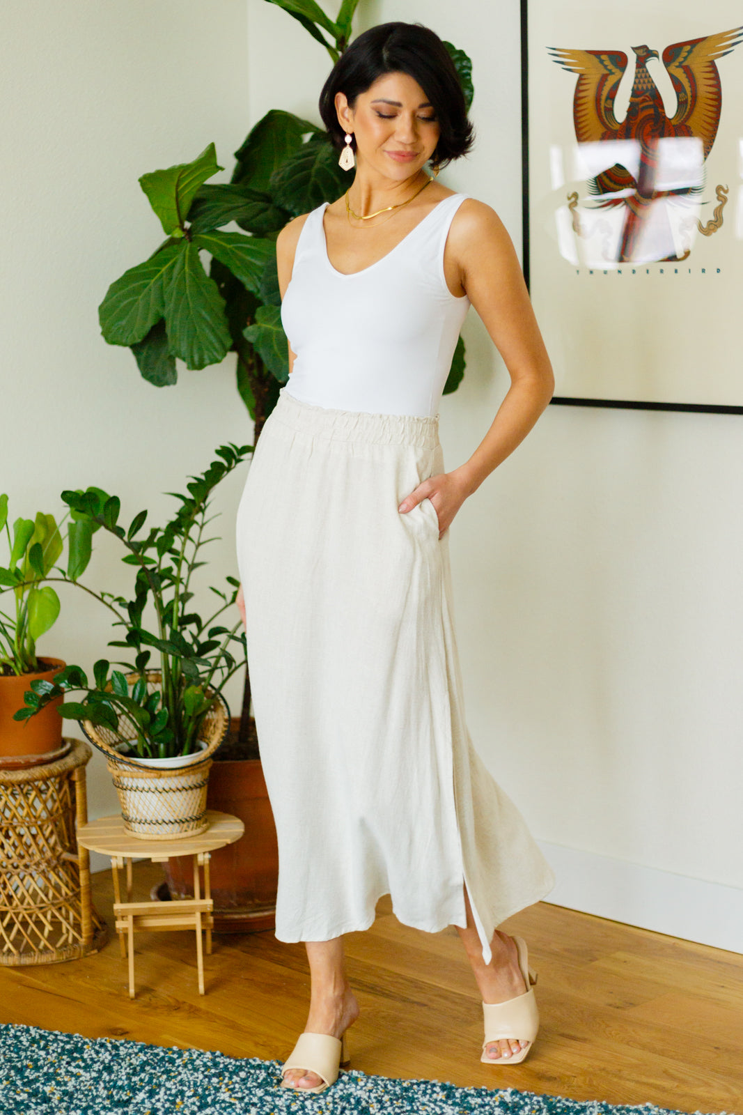 Homesteading Linen Maxi Skirt in Sourdough