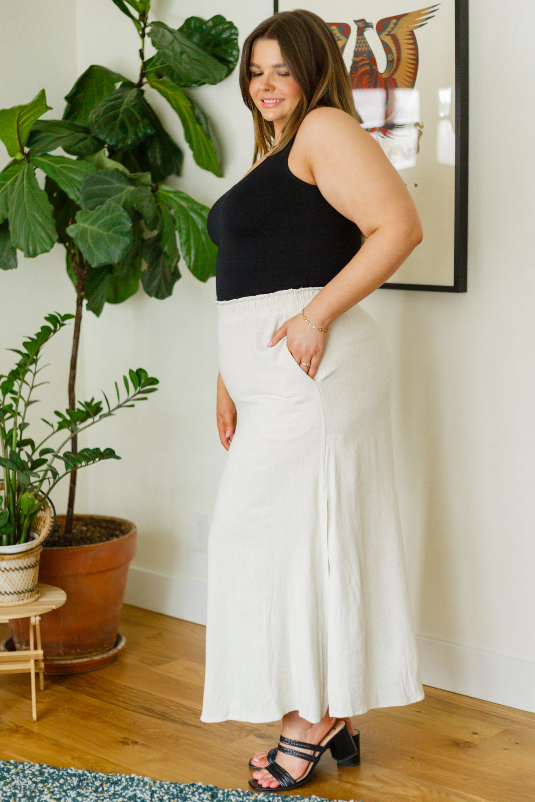 Homesteading Linen Maxi Skirt in Sourdough