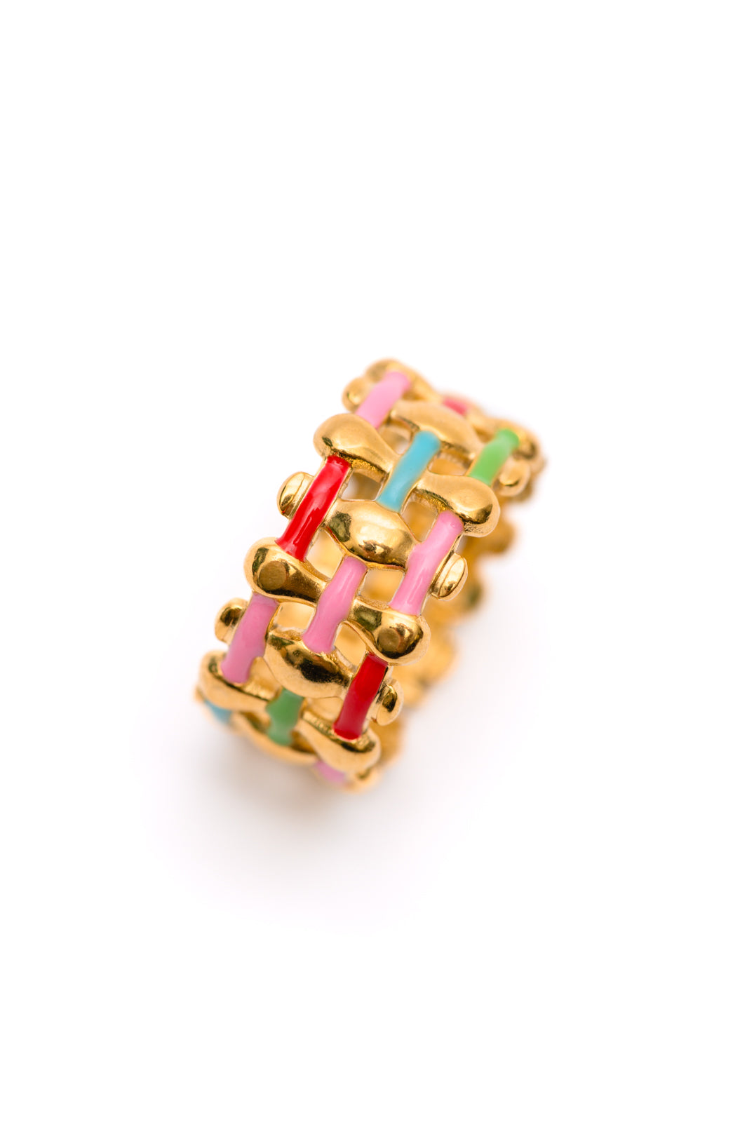 Woven in Color Ring 18K Gold Plated Stainless Steel