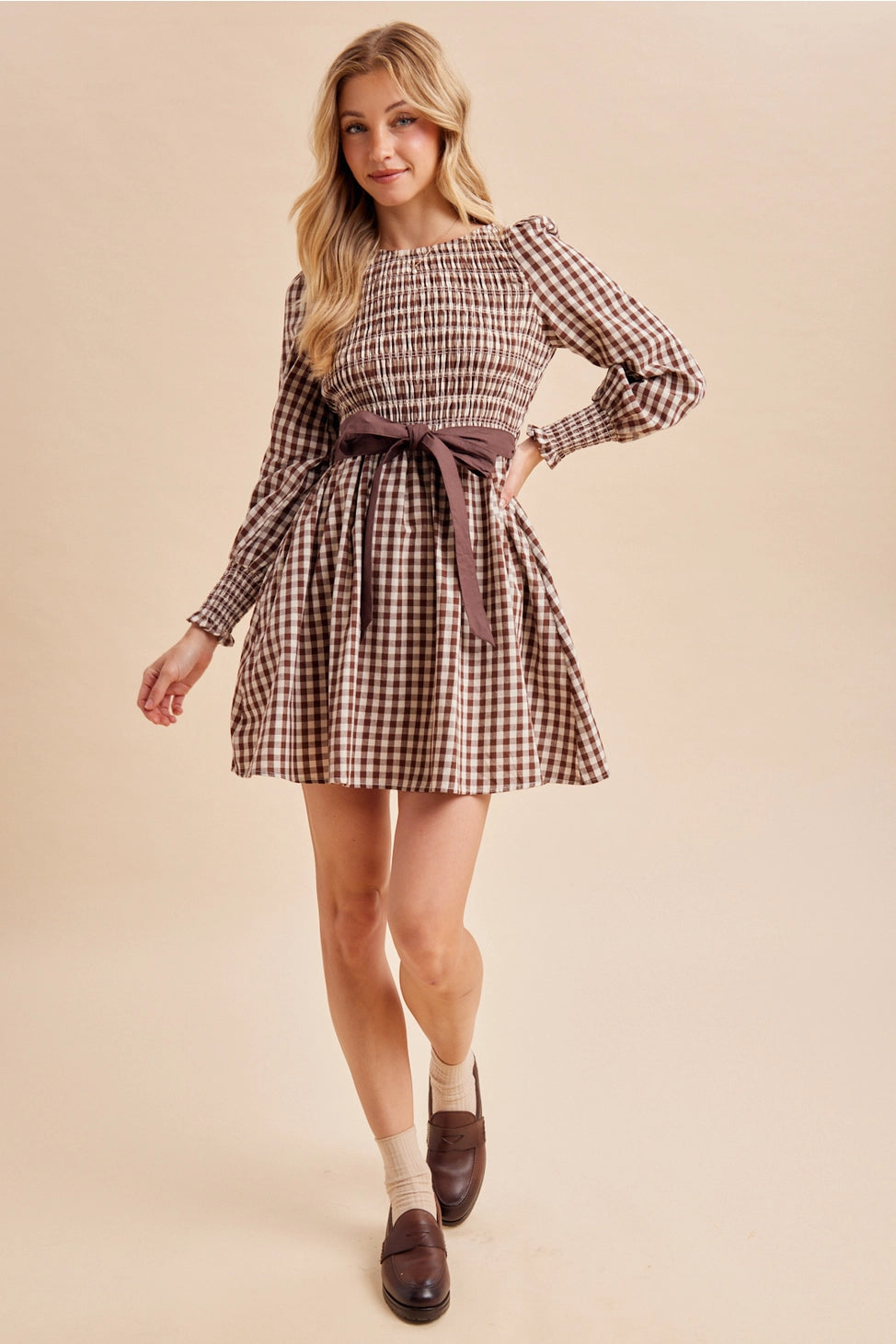 Cider Season Gingham Cotton Dress