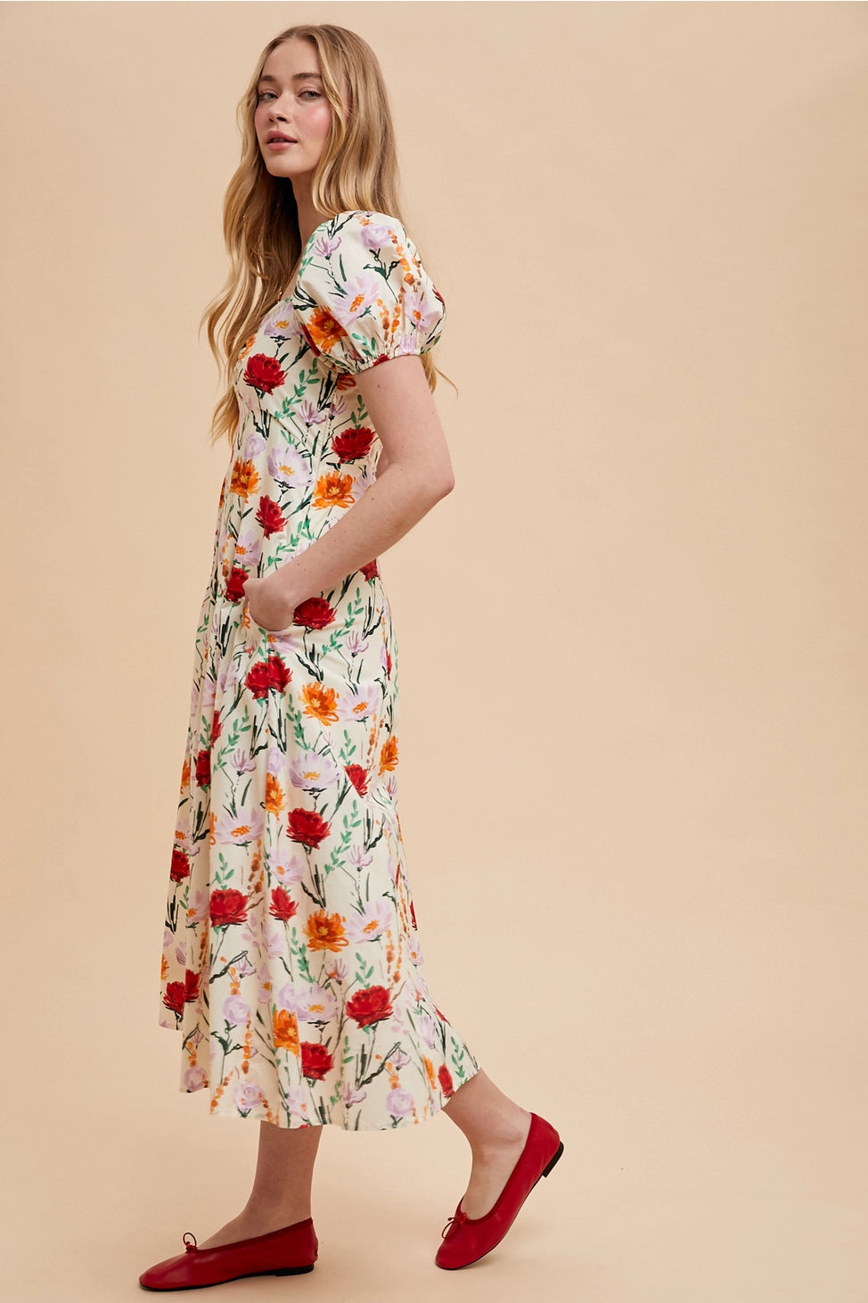 Autumn Rose Babydoll Maxi Dress