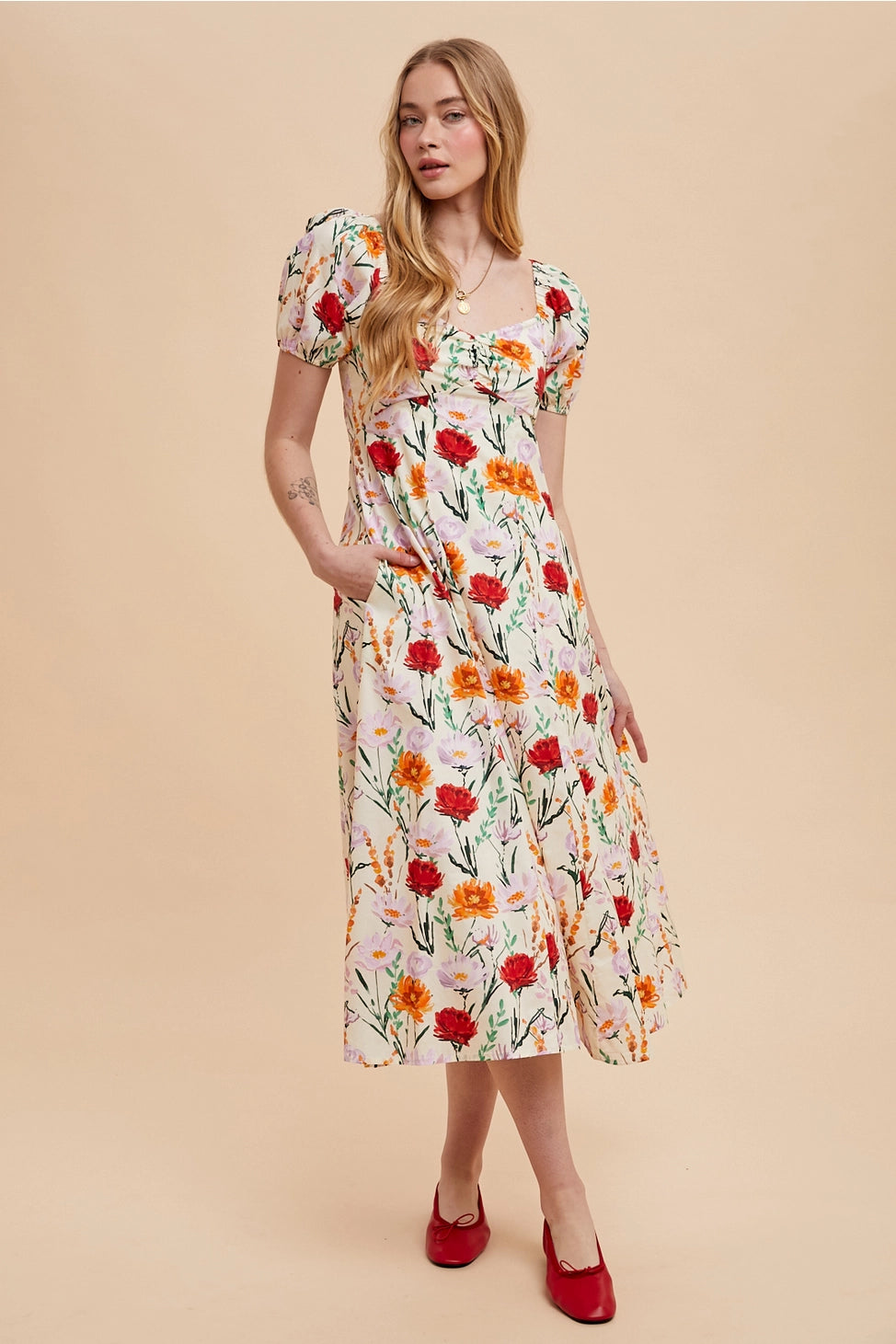 Autumn Rose Babydoll Maxi Dress