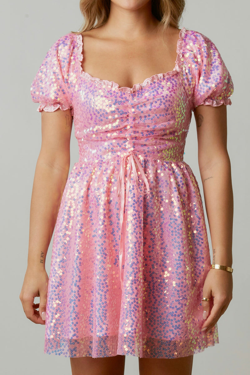 Swifty Sequin Dress In Pink Lover Era -SALE- (SIZE SMALL LEFT)