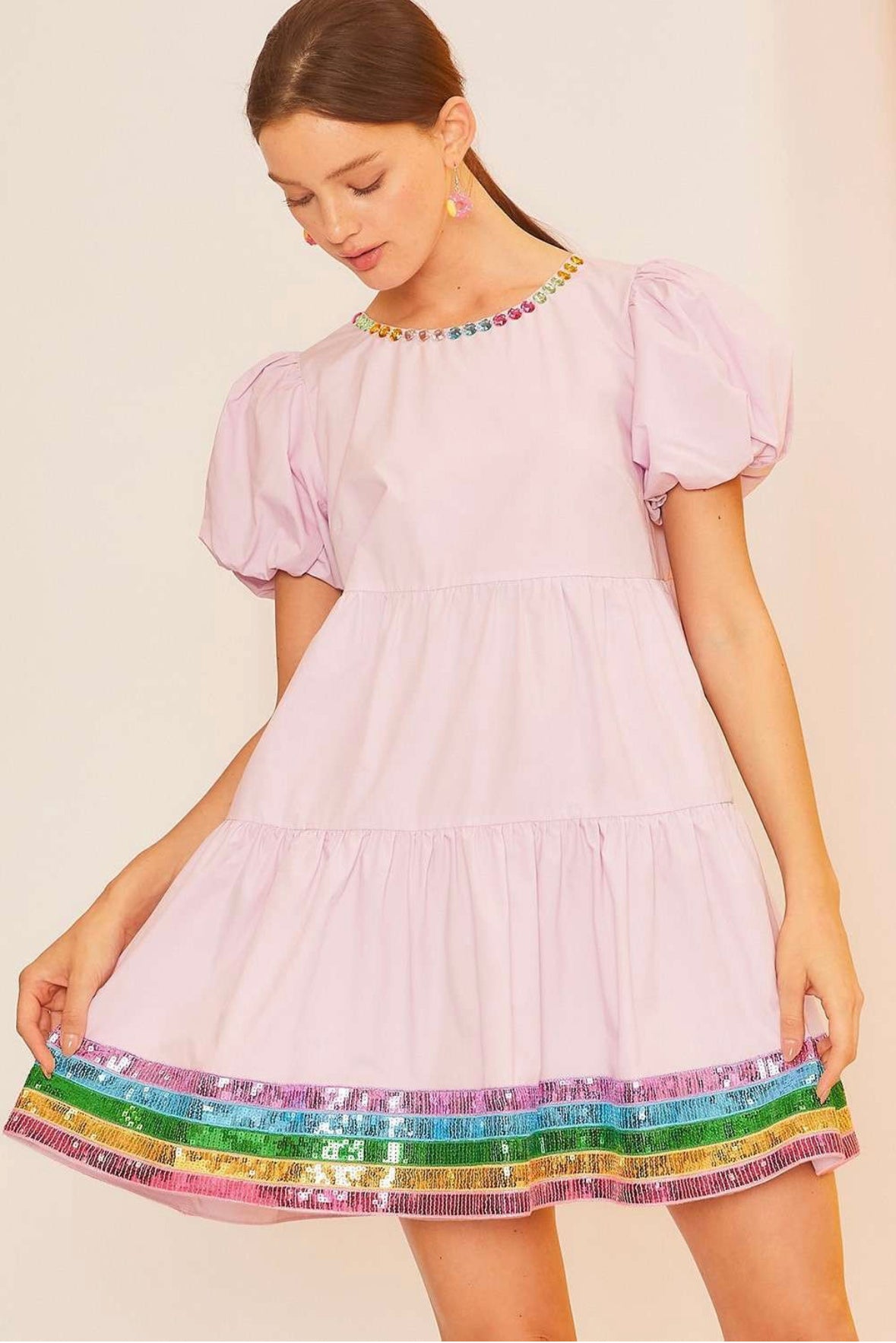 Bejeweled Lavender Haze Swifty Sequin 100 Cotton Dress