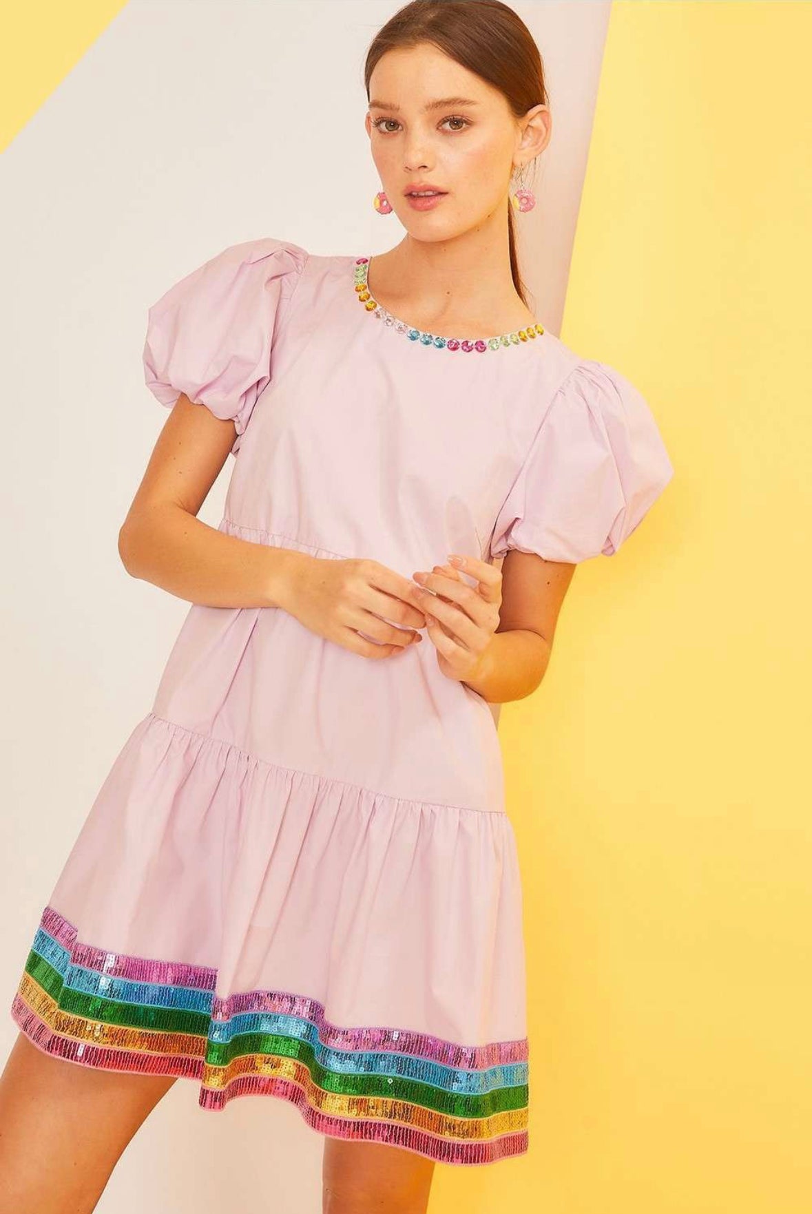 Bejeweled Lavender Haze Swifty Sequin 100 Cotton Dress