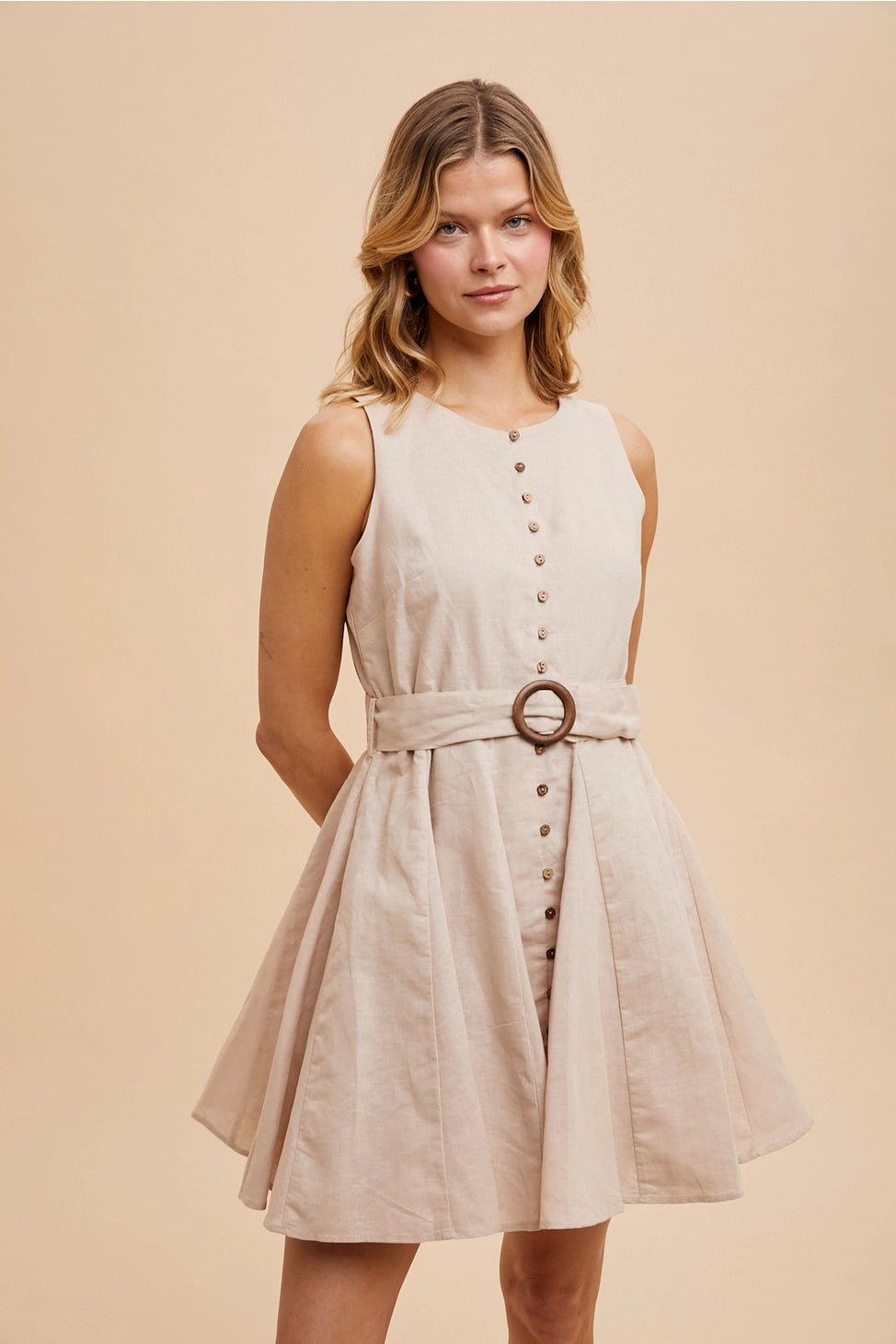 Love You More Linen Dress In Oat