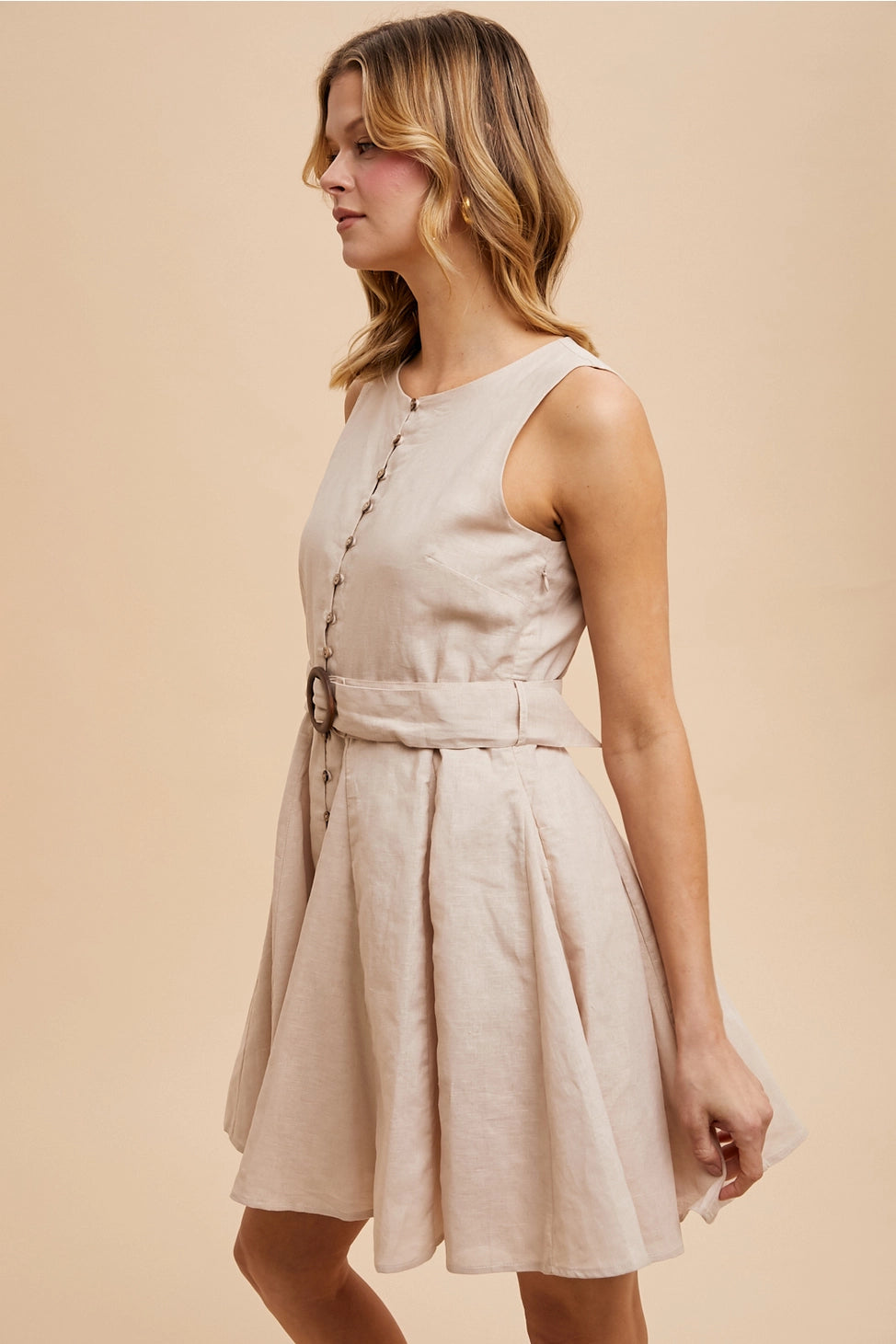 Love You More Linen Dress In Oat