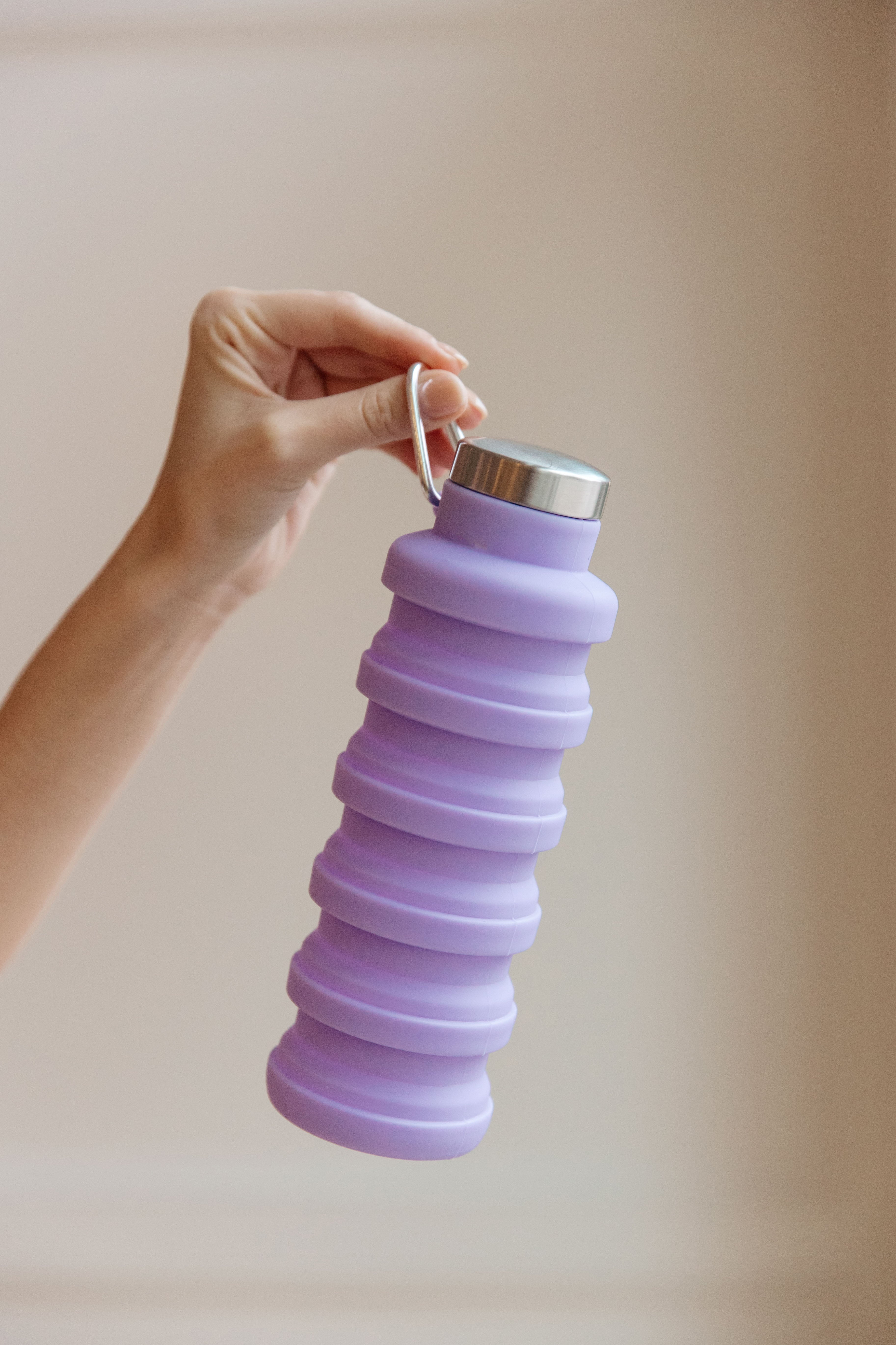 Collapsible Purple Water Bottle