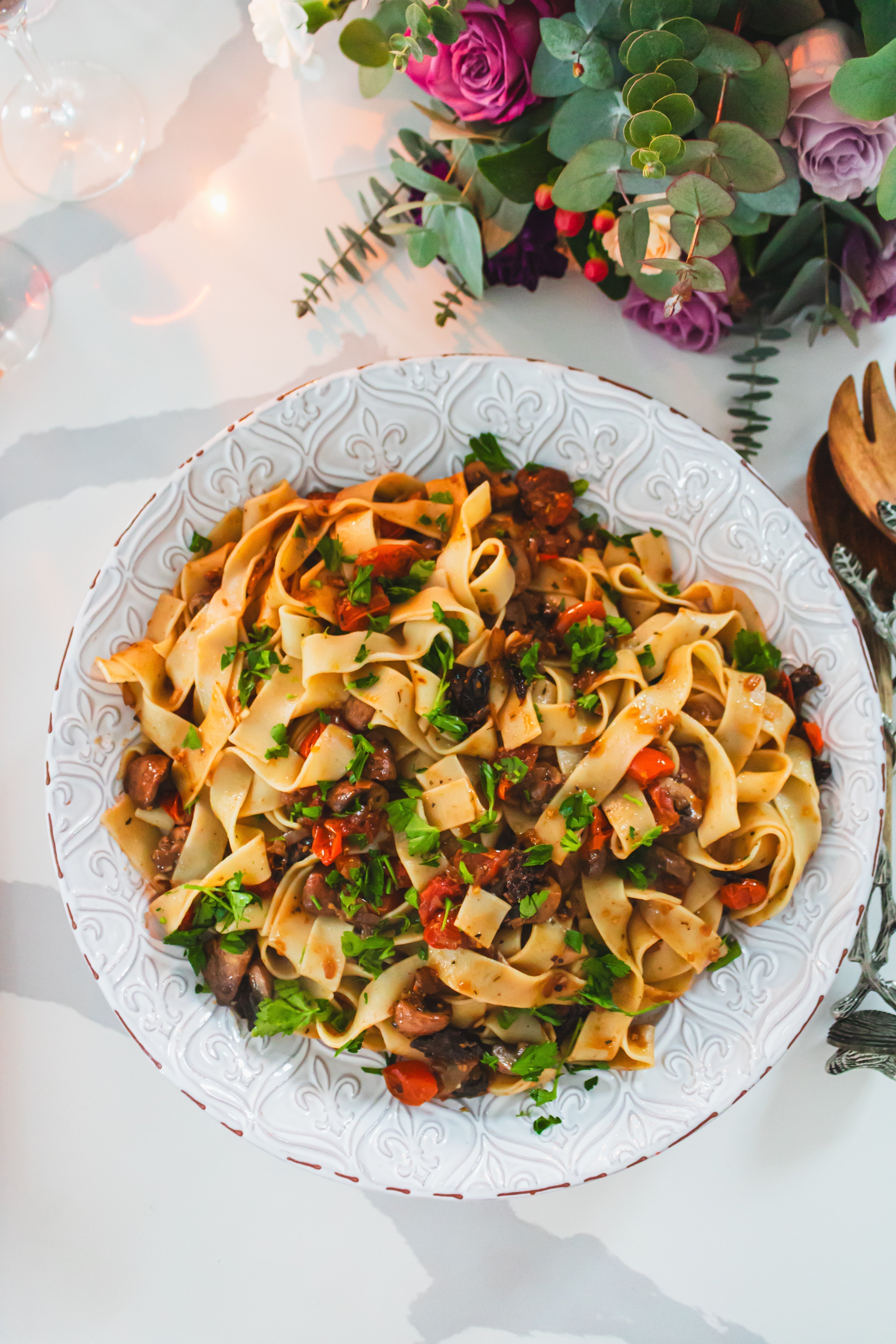 Pappardelle Pasta Recipe with Tomatoes On The Vine