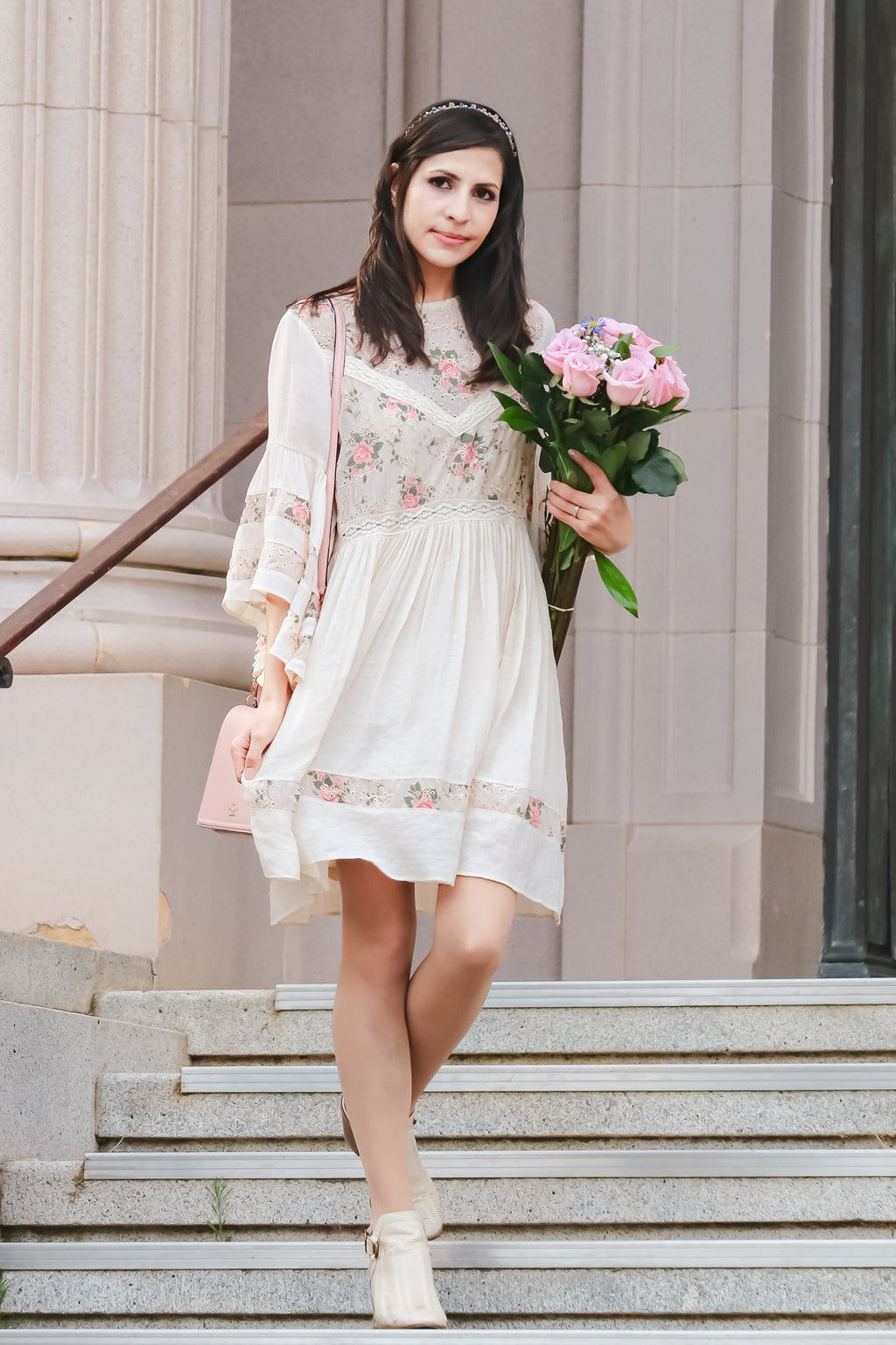 Pink Fringe Tassel Earrings  Grey bag outfit, Chloe nile, Pink lace midi  dress