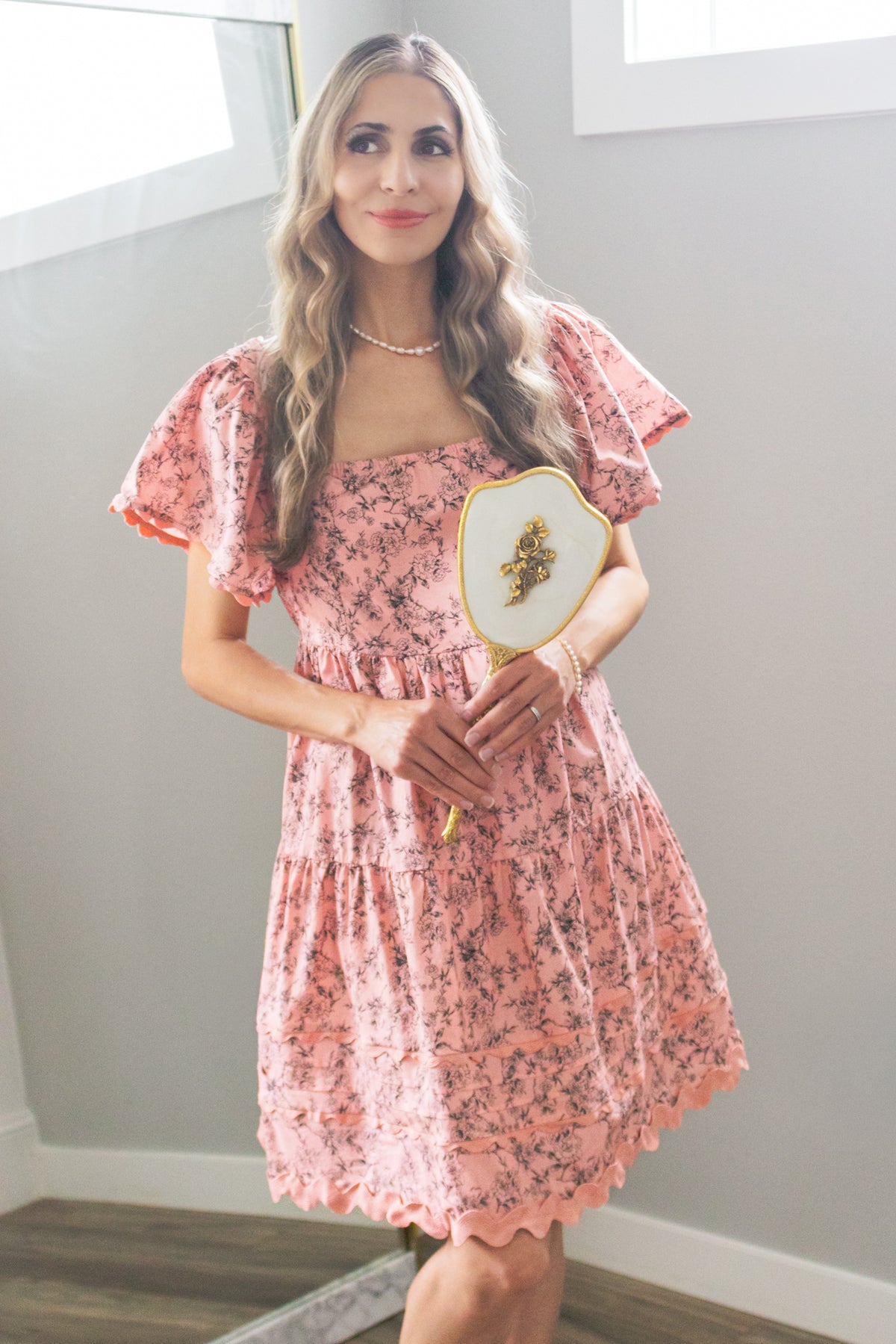 Love Letters Vintage Floral Cotton Dress in Rose