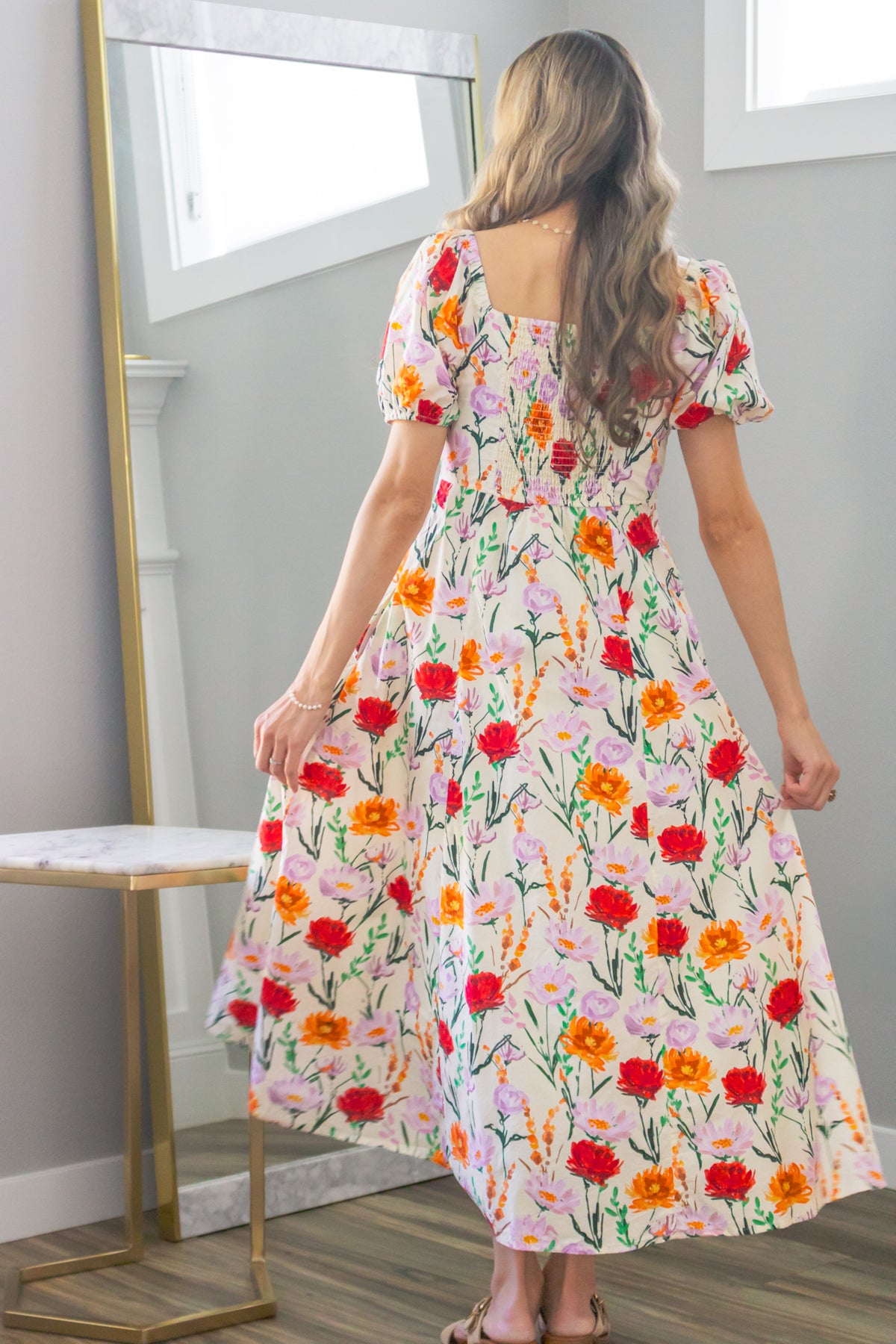 Autumn Wildflowers Babydoll Maxi Dress
