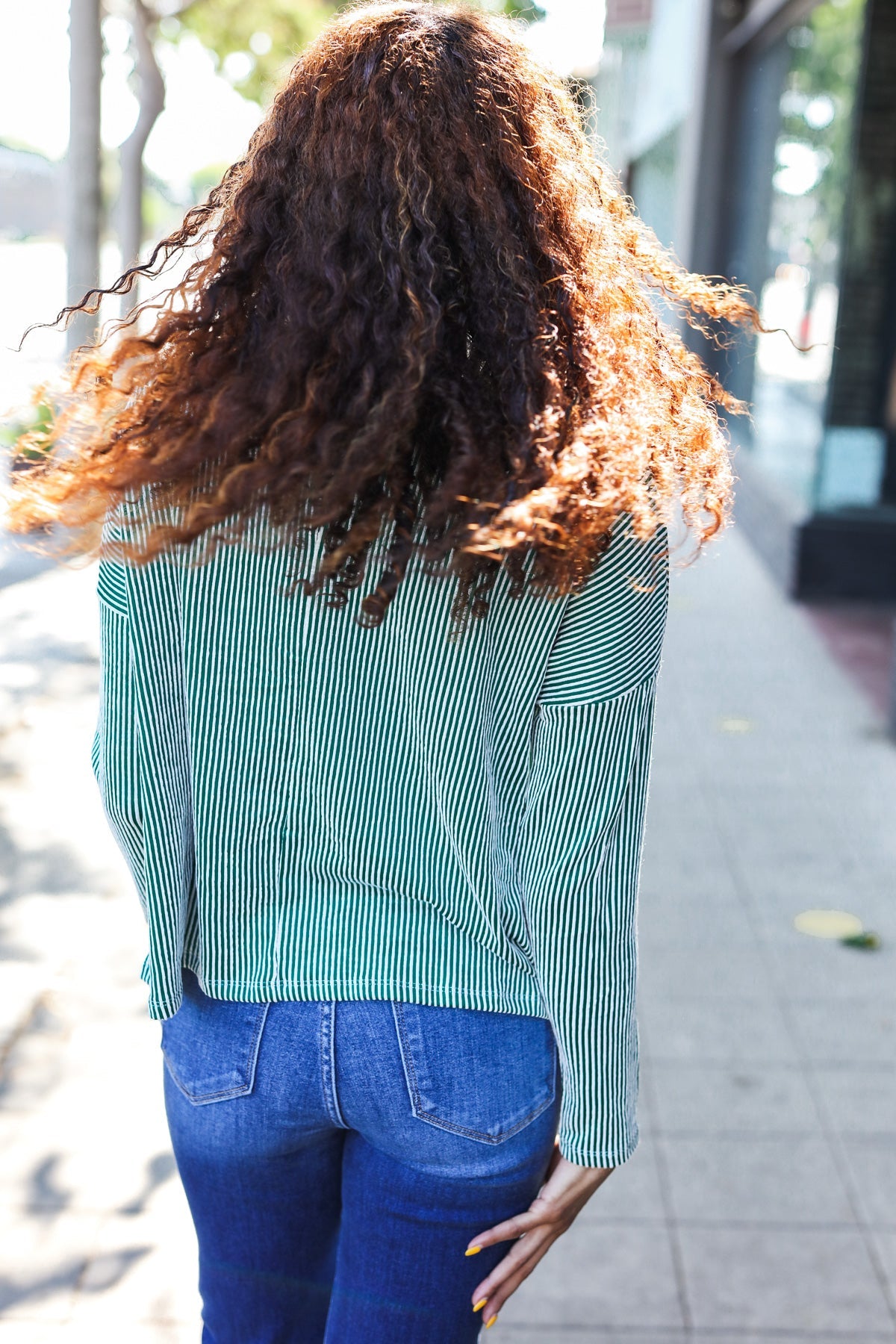 Hello Beautiful Green Rib Dolman Cropped Sweater Top