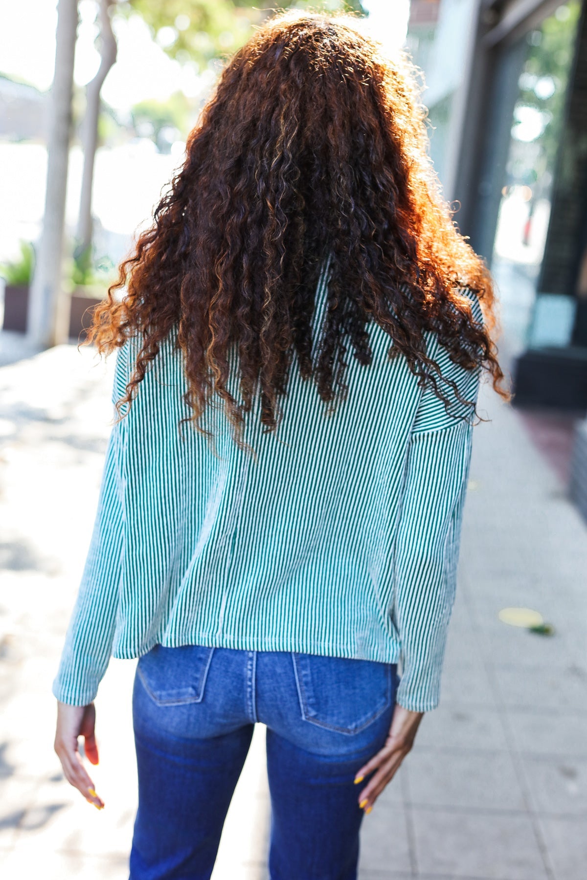 Hello Beautiful Green Rib Dolman Cropped Sweater Top