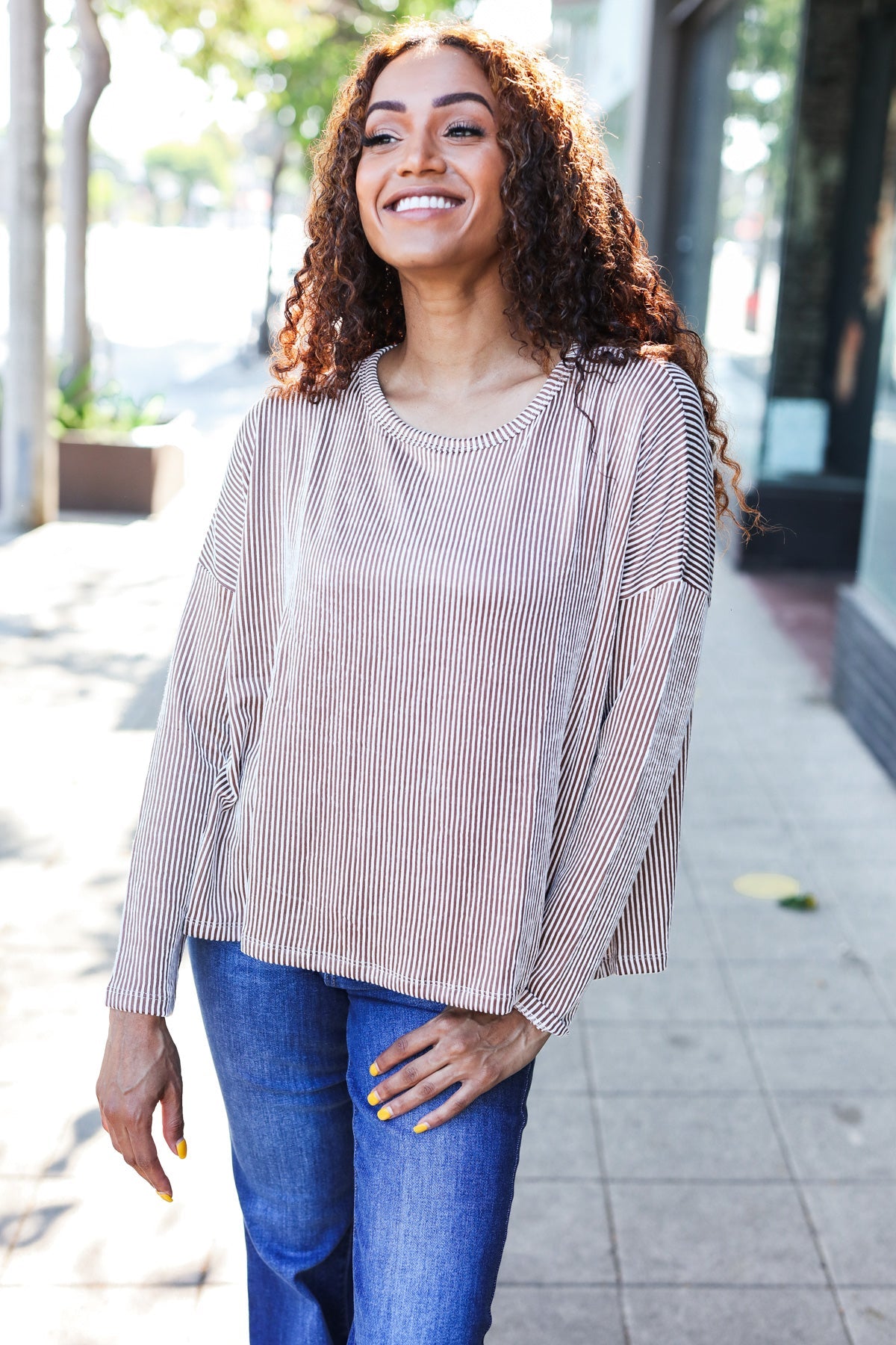 Hello Beautiful Camel Rib Dolman Cropped Sweater Top