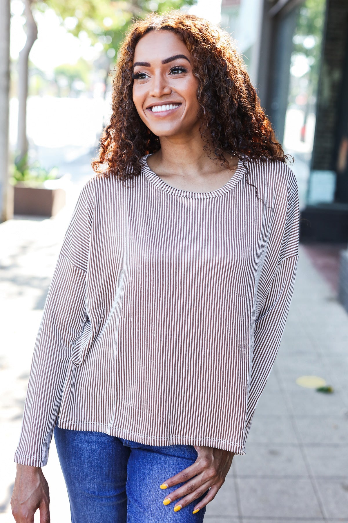 Hello Beautiful Camel Rib Dolman Cropped Sweater Top