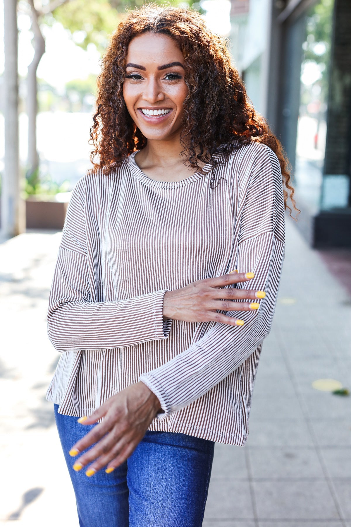 Hello Beautiful Camel Rib Dolman Cropped Sweater Top