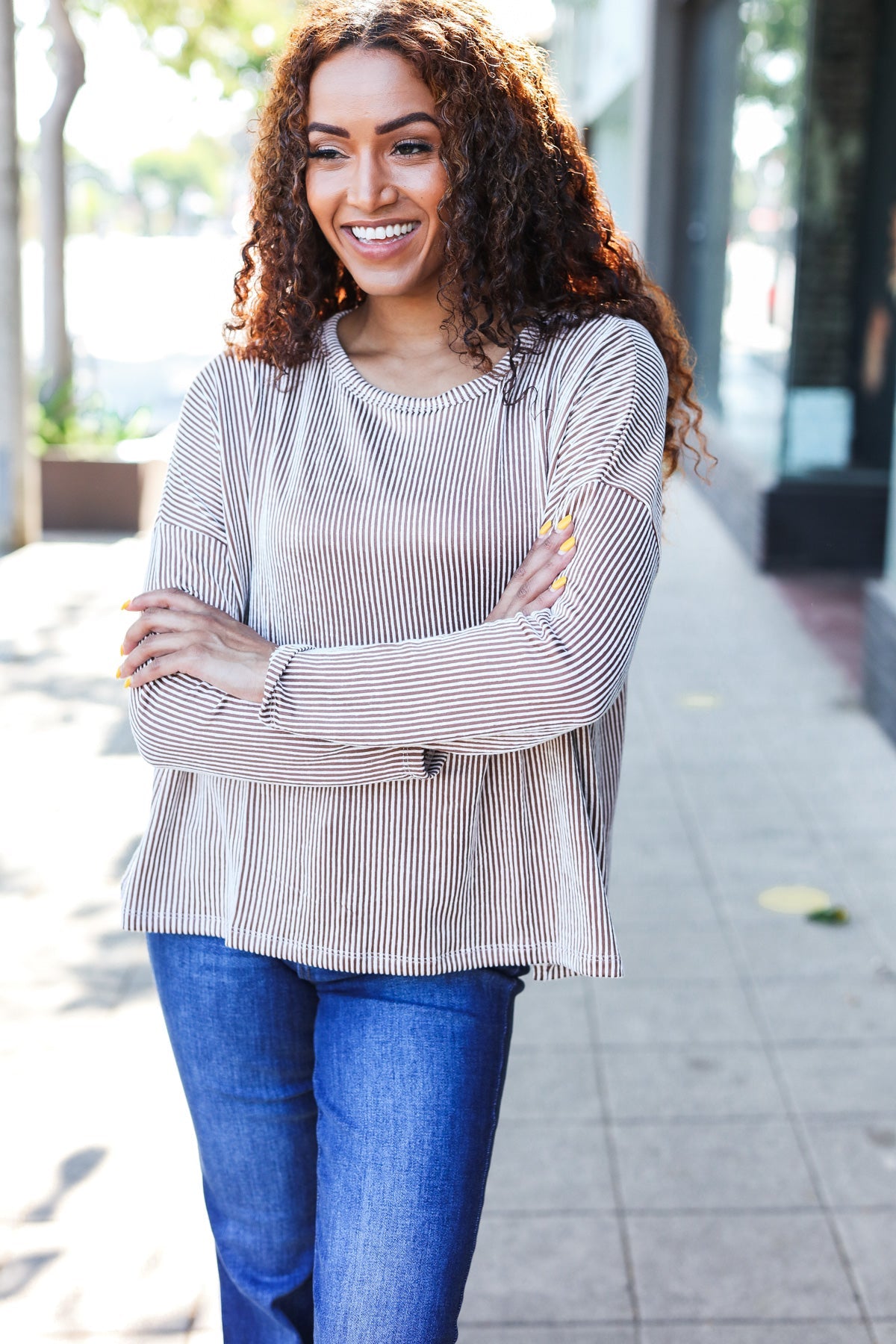 Hello Beautiful Camel Rib Dolman Cropped Sweater Top