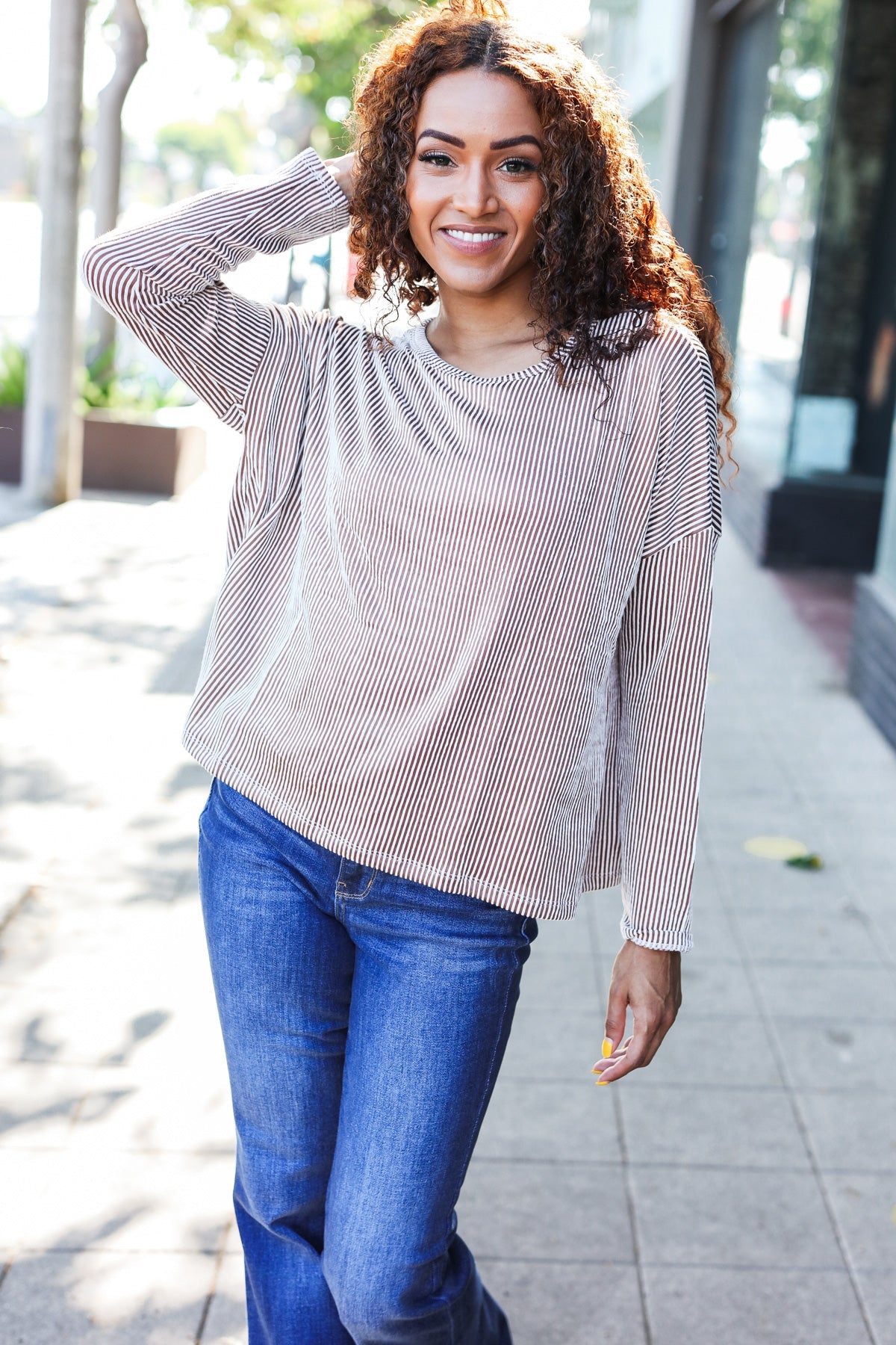 Hello Beautiful Camel Rib Dolman Cropped Sweater Top