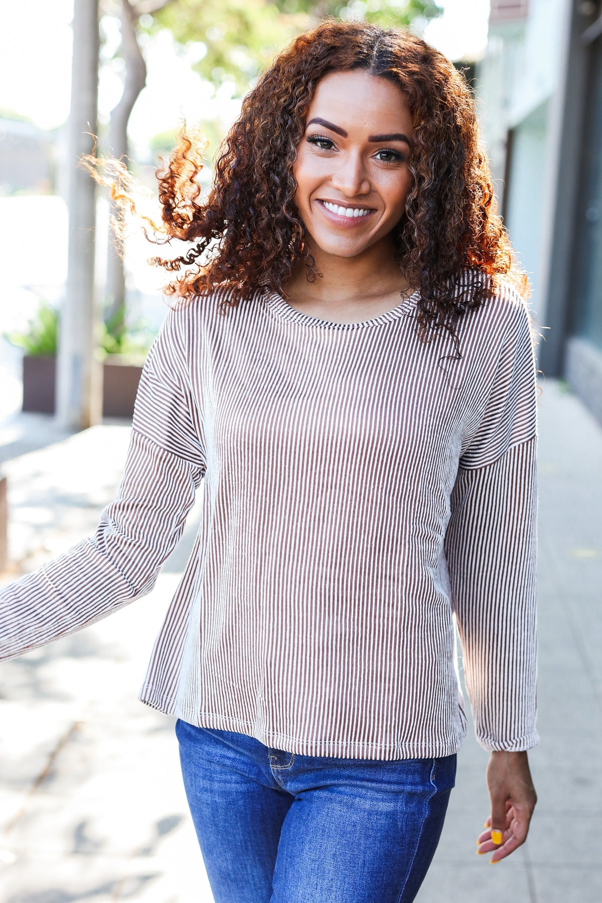 Hello Beautiful Camel Rib Dolman Cropped Sweater Top