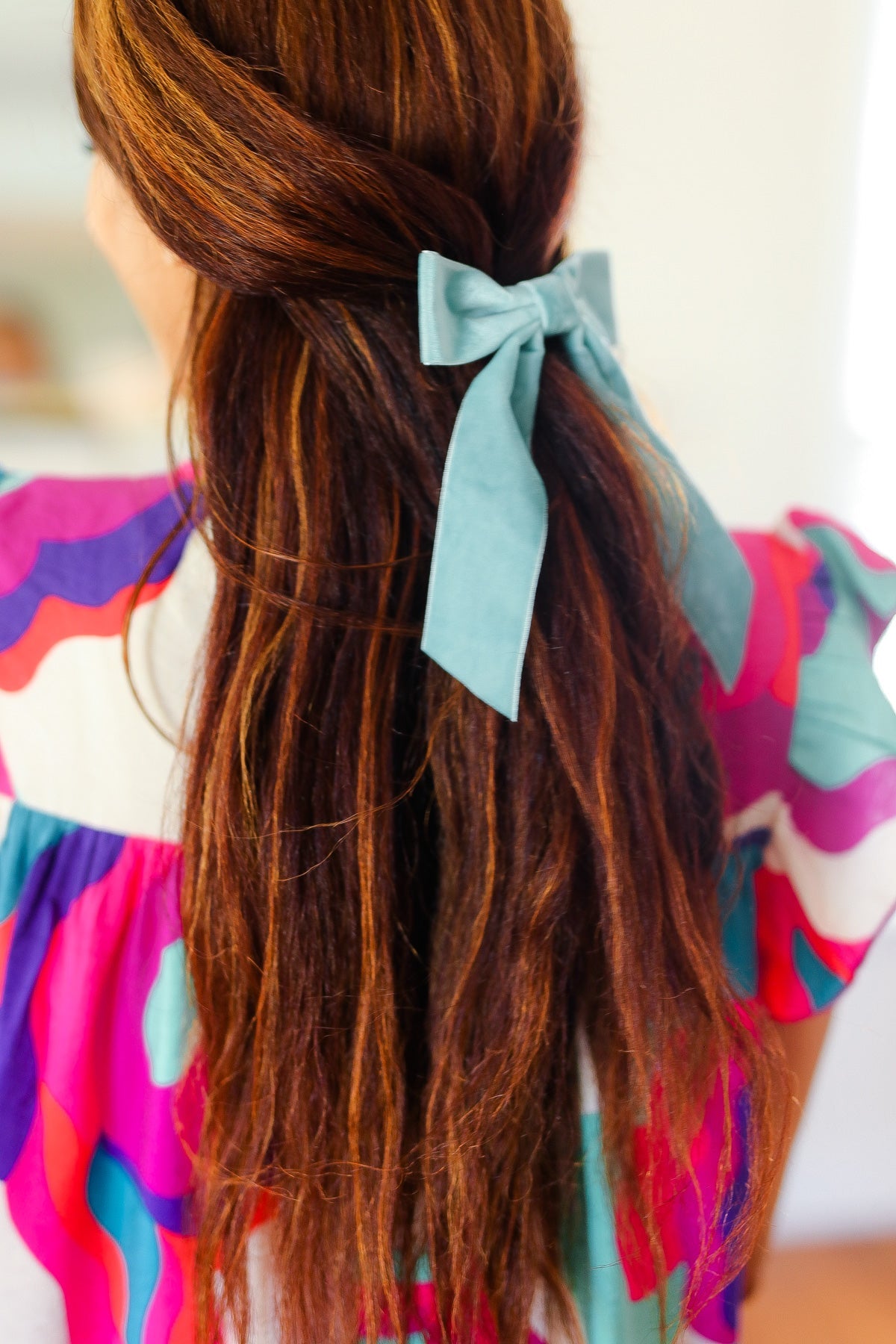 Baby Blue Velvet Barrette Coquette Clip Bow