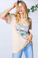 Oatmeal Cotton Freedom Rider Graphic Tee -SALE-