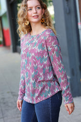 Magenta & Teal Vintage Two Tone Knit Top