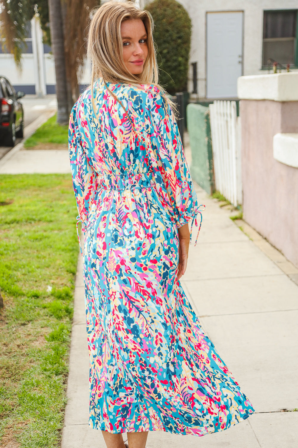 Star Struck Vintage Floral Midi Dress with Side Pockets