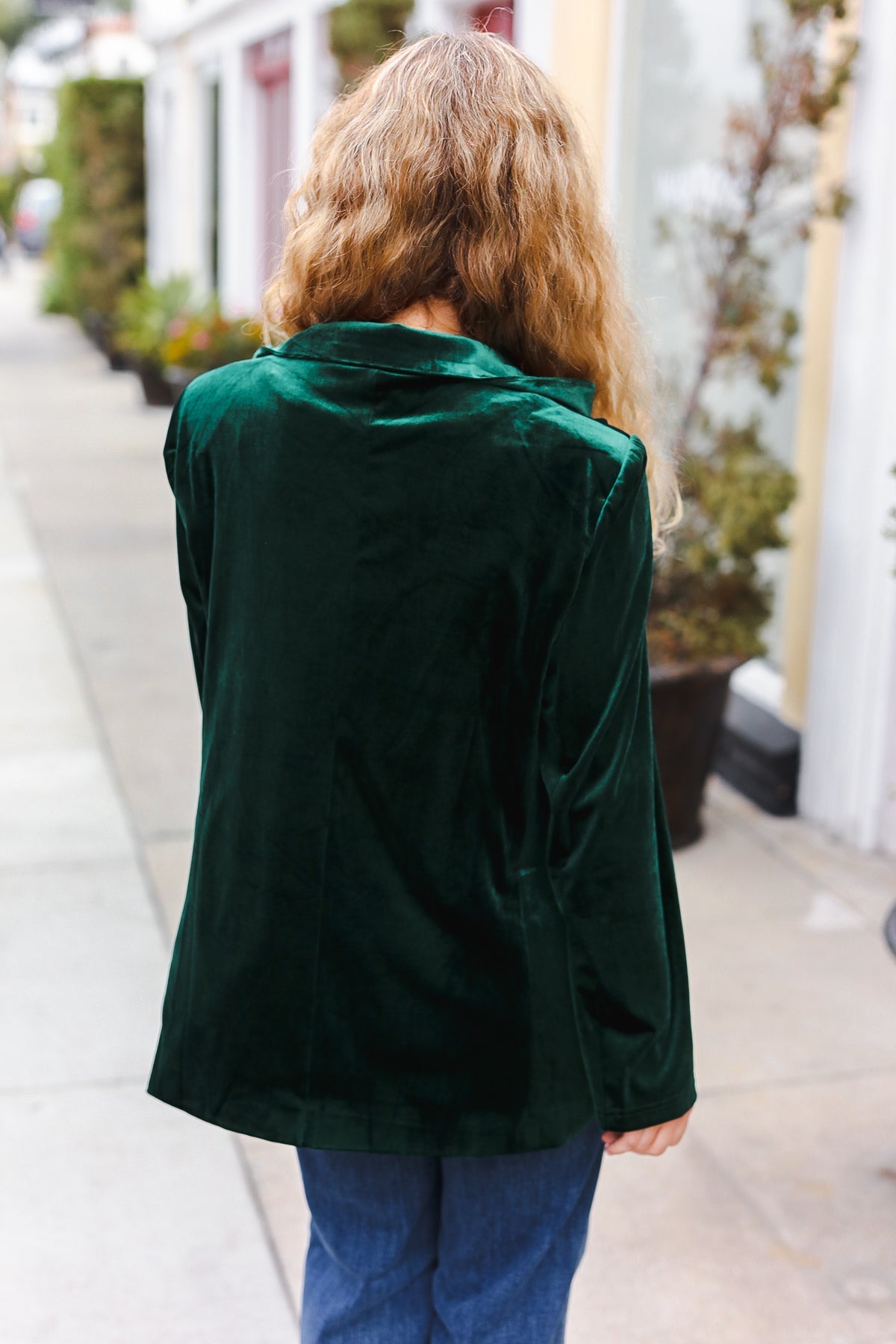 Holiday Stunner Hunter Green Velvet Lapel Blazer