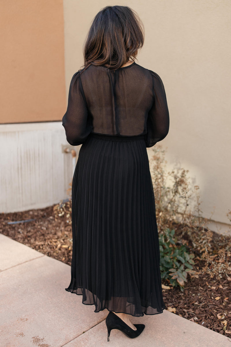 Black Pleated Maxi Dress ~SALE~