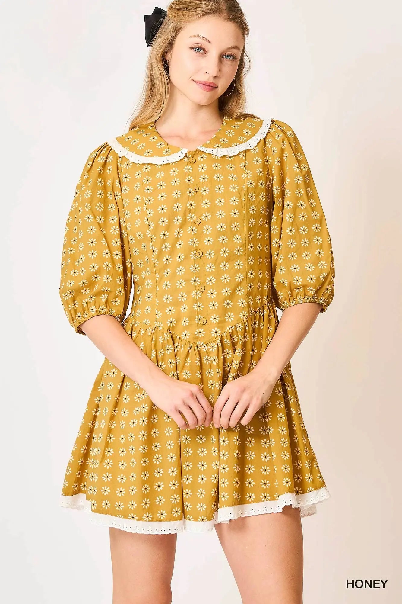 Sweet As Honey Peter Pan Cotton Dress