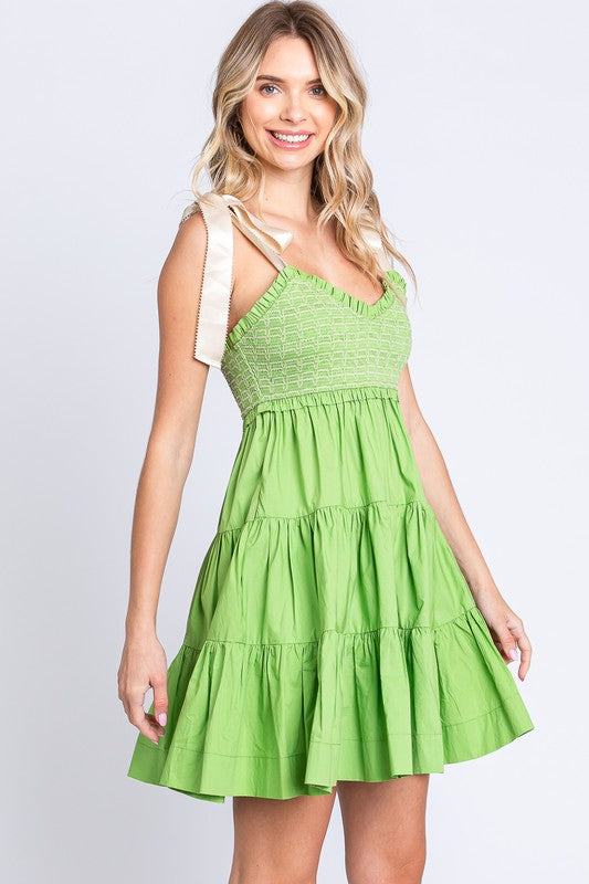 Sweetheart Babydoll Dress in Pear