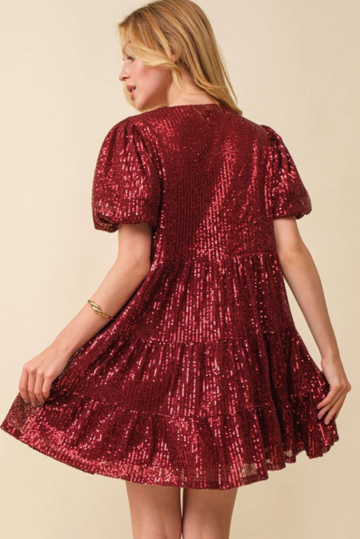 Sequin Shirt Dress In Swifty Red Era Final -SALE-