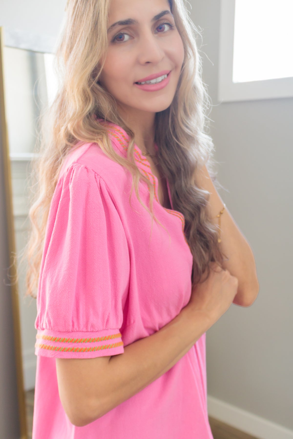 Love At First Sight Linen Top In Peony