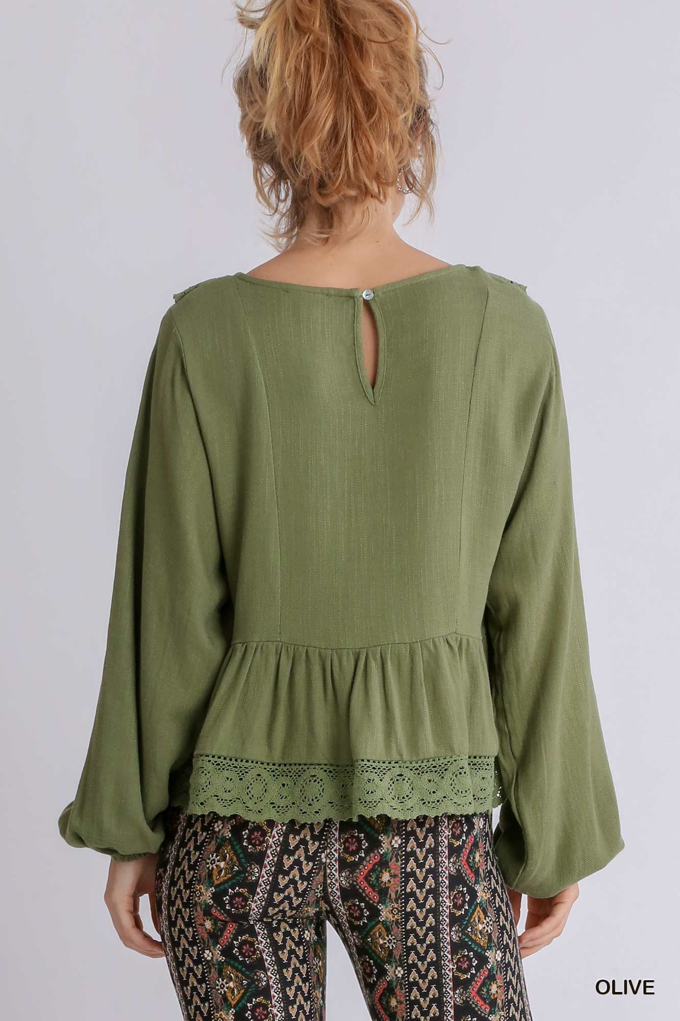 Back To Nature Lace Linen Top in Sage *PREORDER*