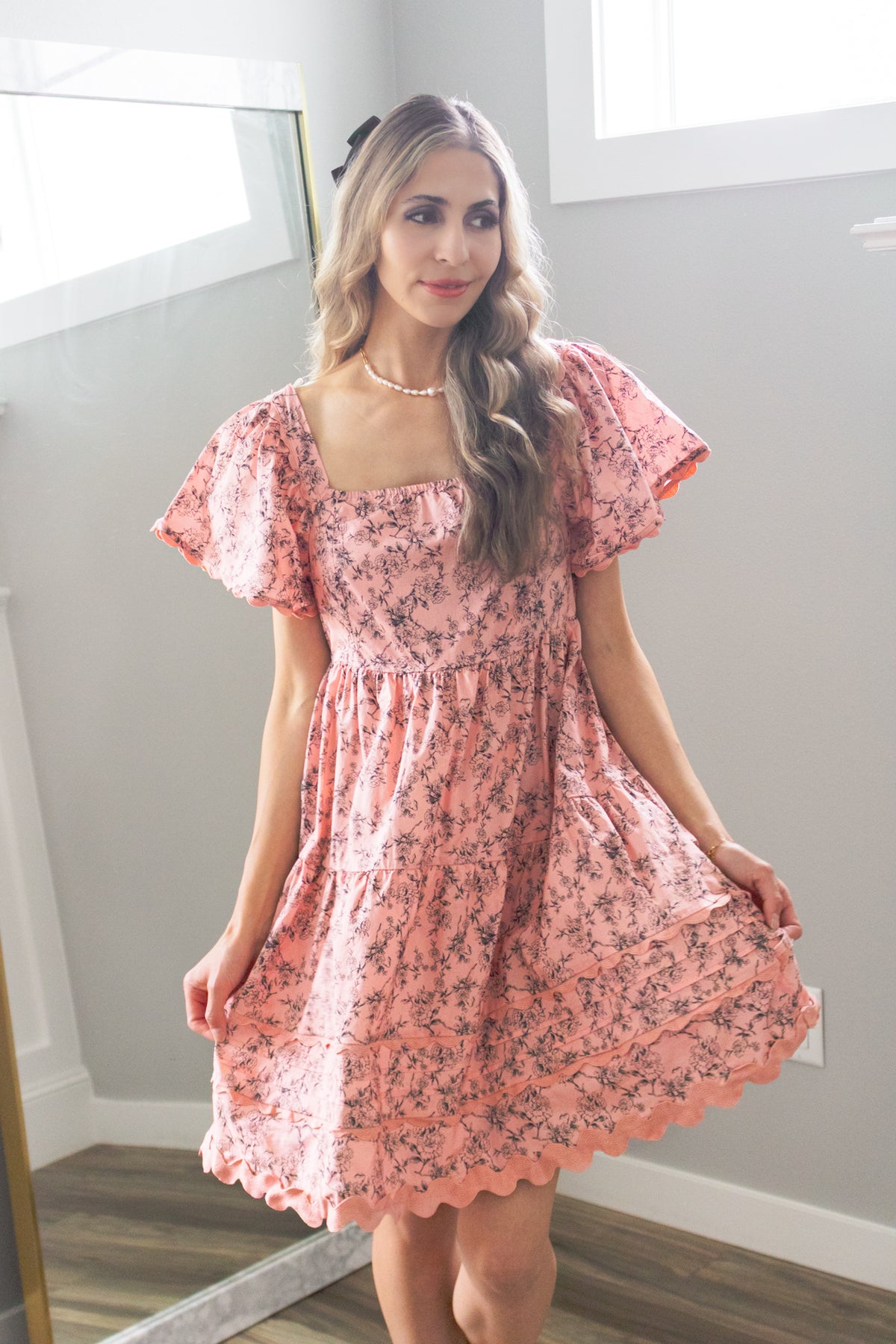 Love Letters Vintage Floral Cotton Dress in Rose