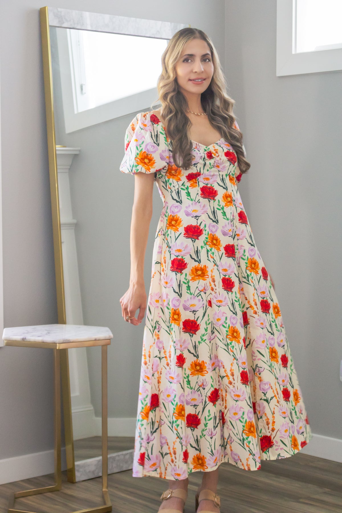 Autumn Wildflowers Babydoll Maxi Dress