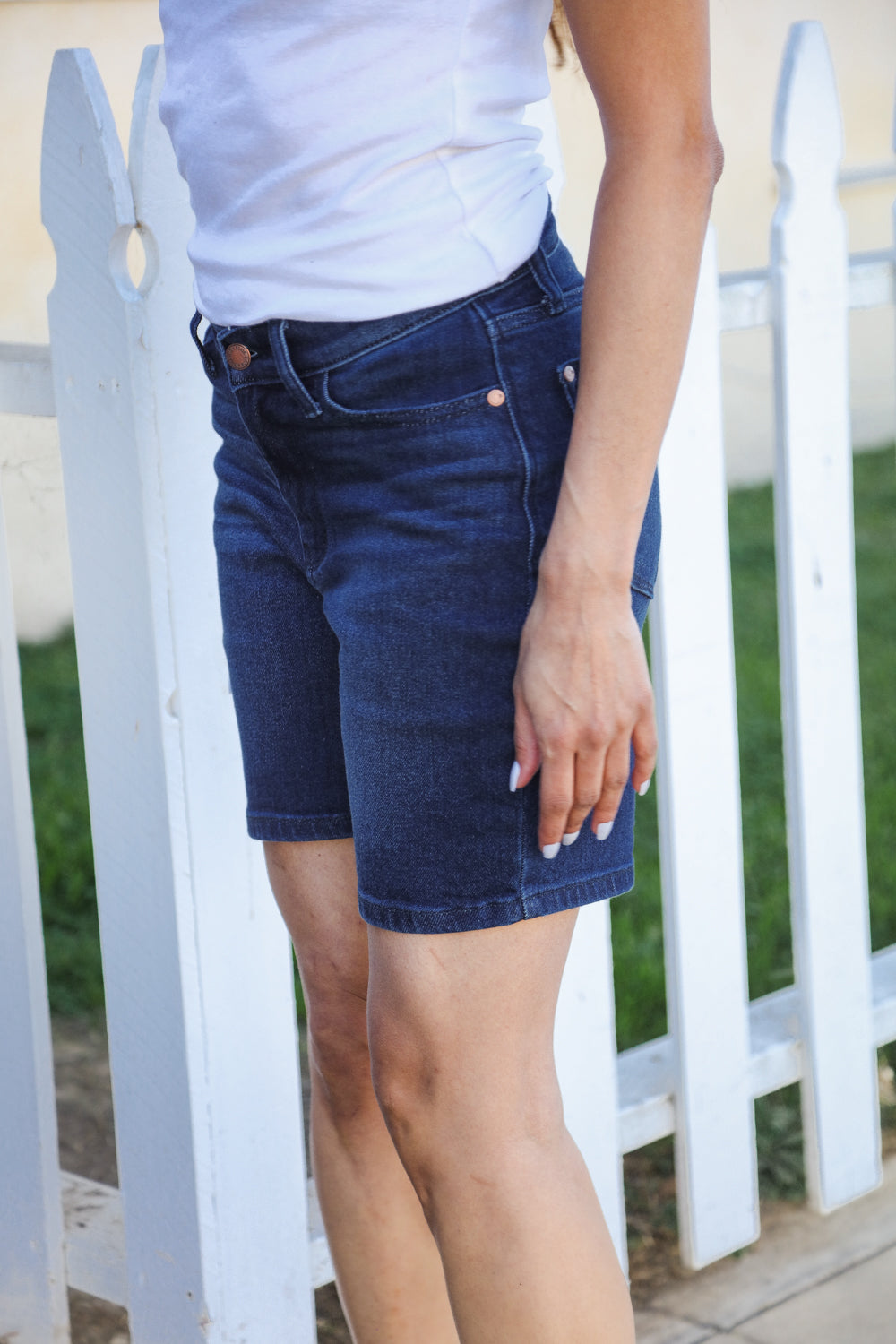 Judy Blue Dark Wash High Rise V-Front Shorts