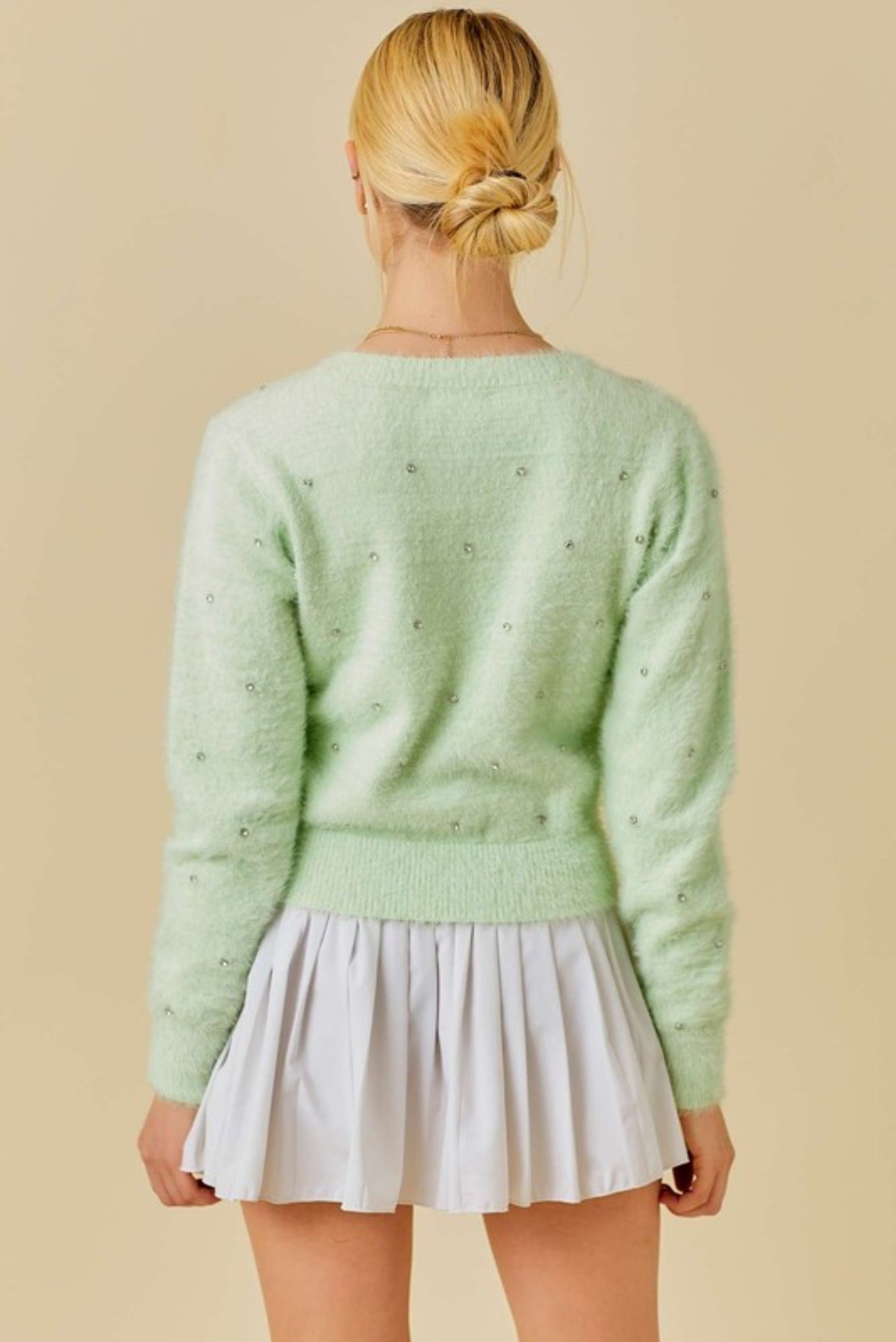 Mohair Cardigan In Crystals & Sage -preorder