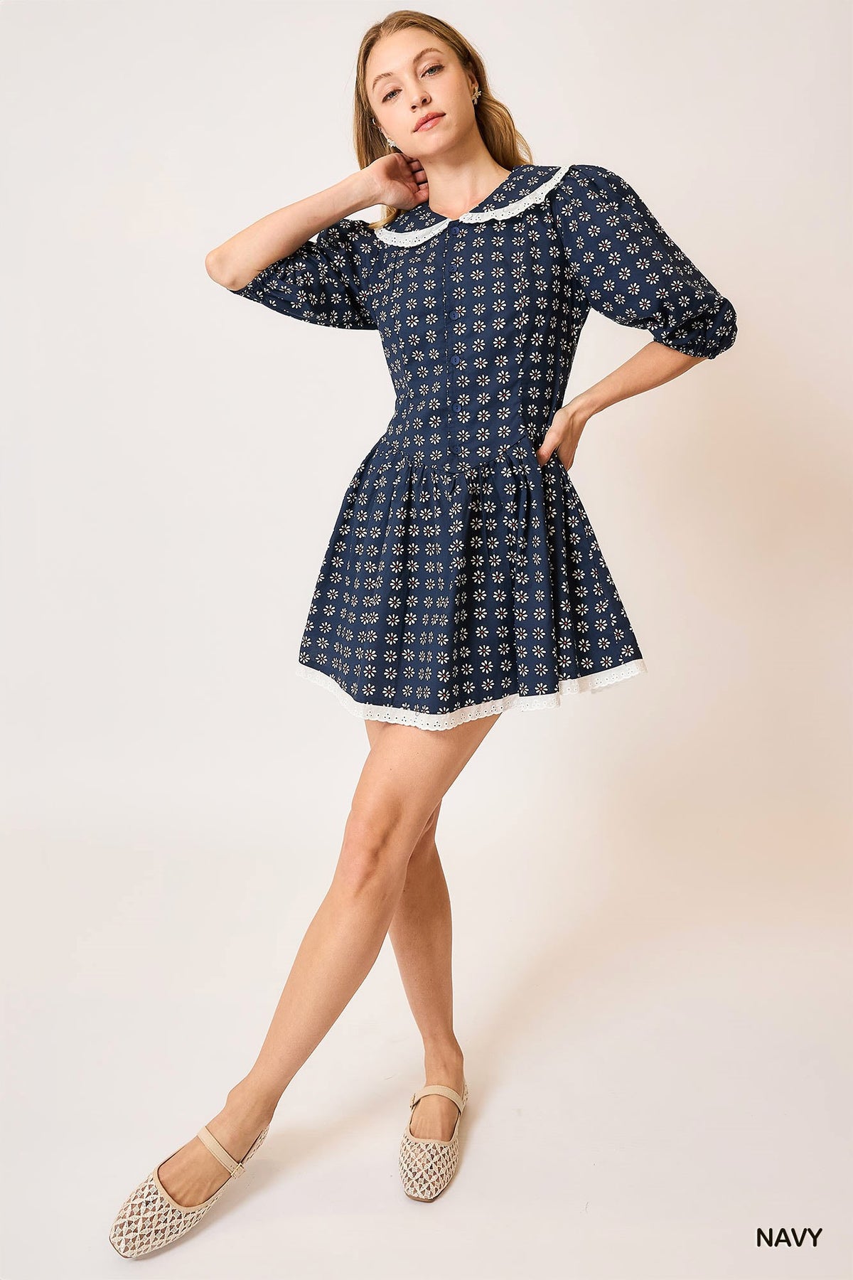 Book Club Peter Pan Floral Dress