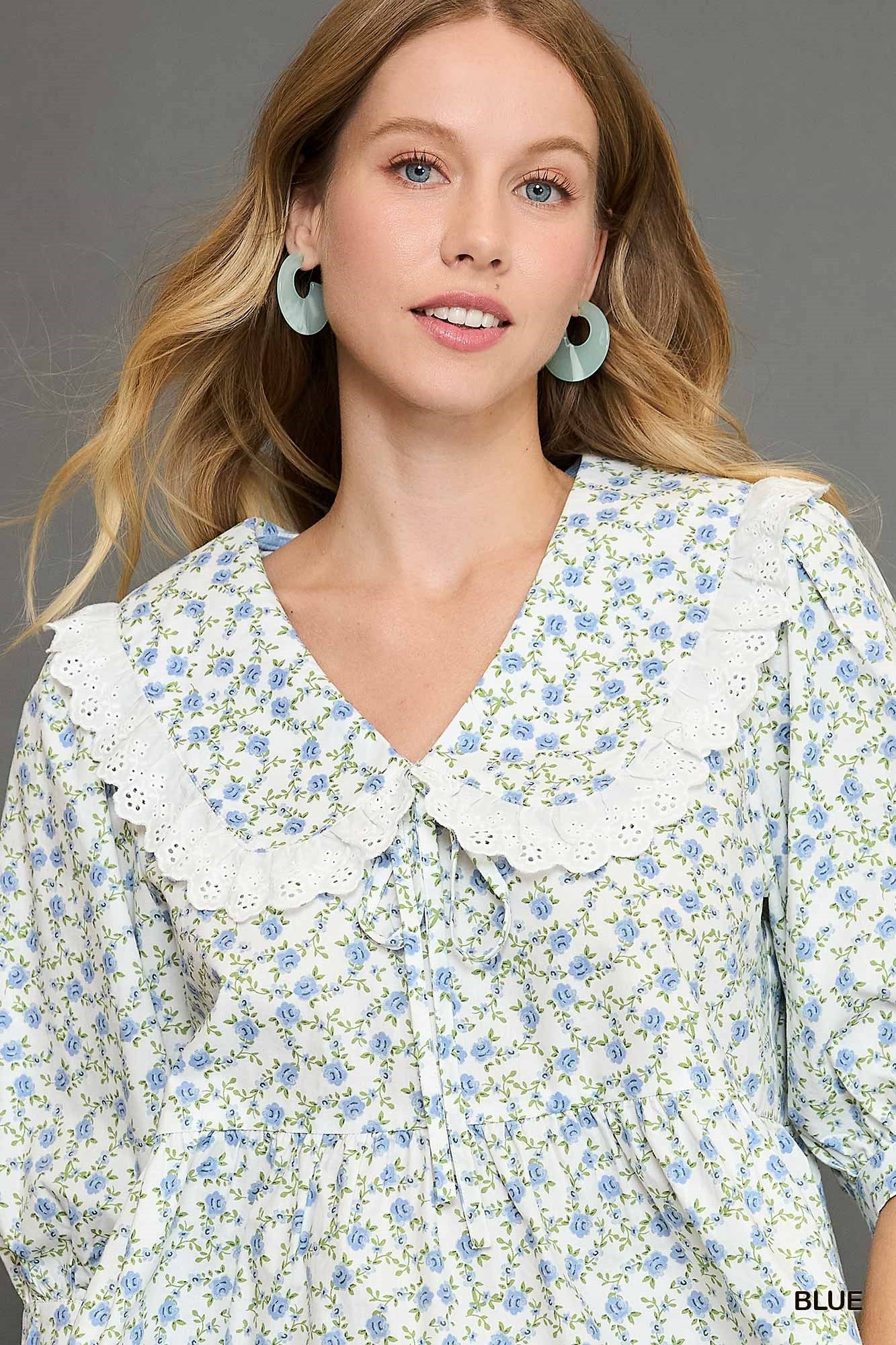 Peter Pan Cotton Ruffle Top  *PREORDER*