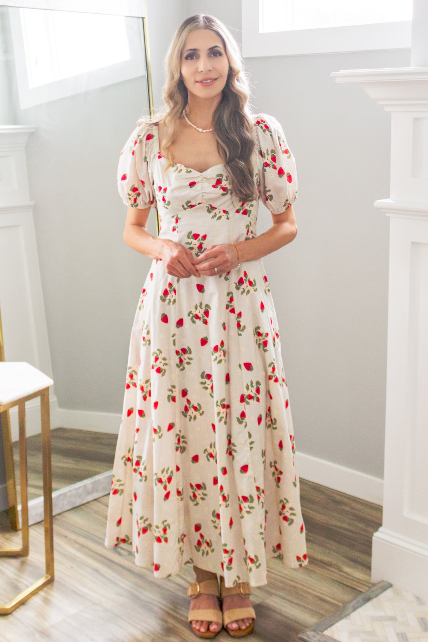 Strawberry Maxi Dress In 100 Cotton